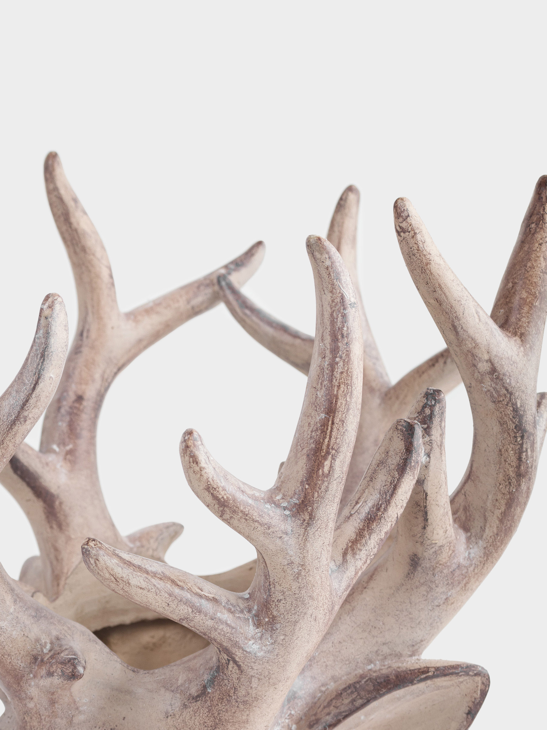 Decorative vase, 40 cm, polyresin, brown, Deer head, Deer, image-4
