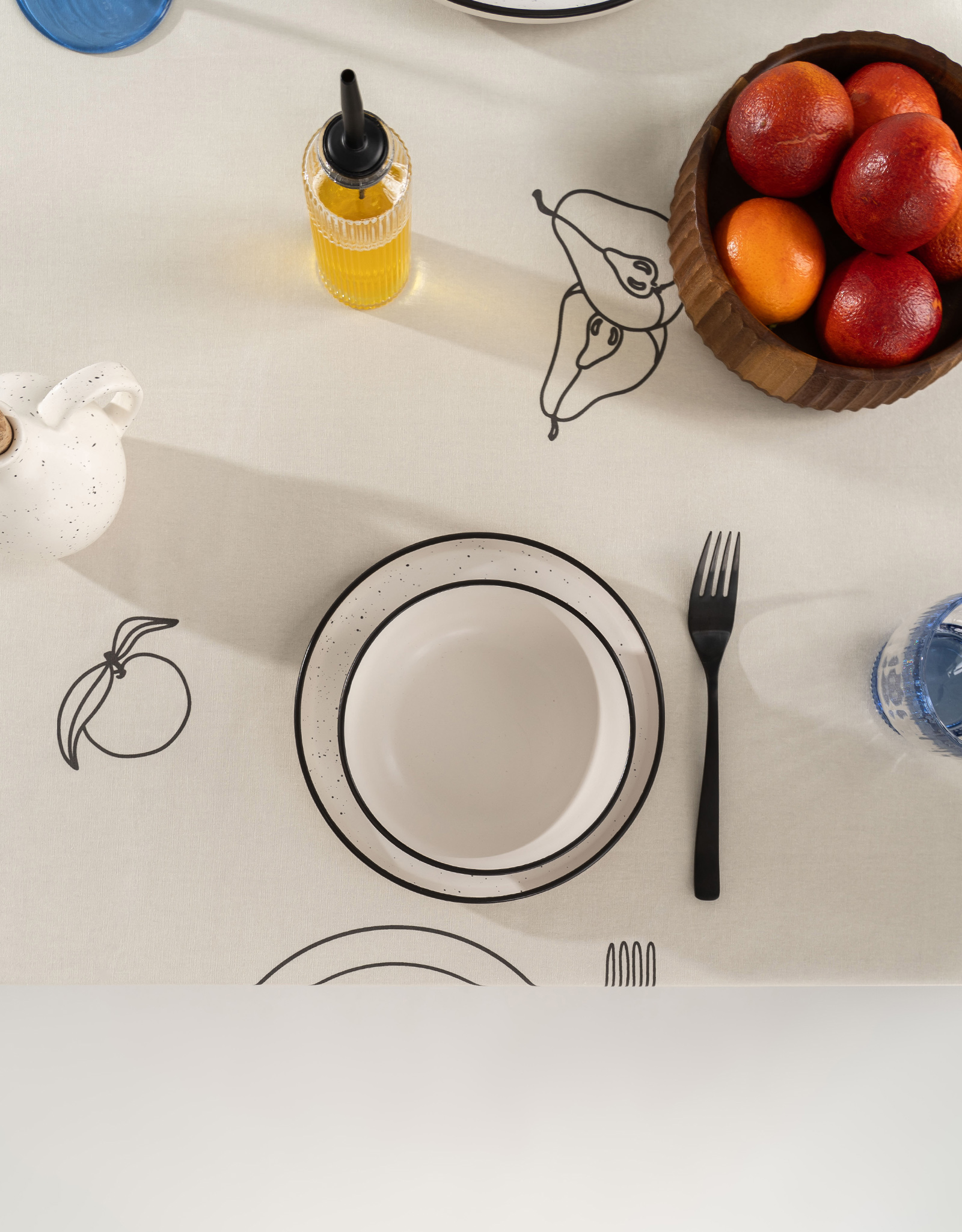 Tablecloth, 170x250 cm, cotton, beige, Table setting, Kitchen art, image-7