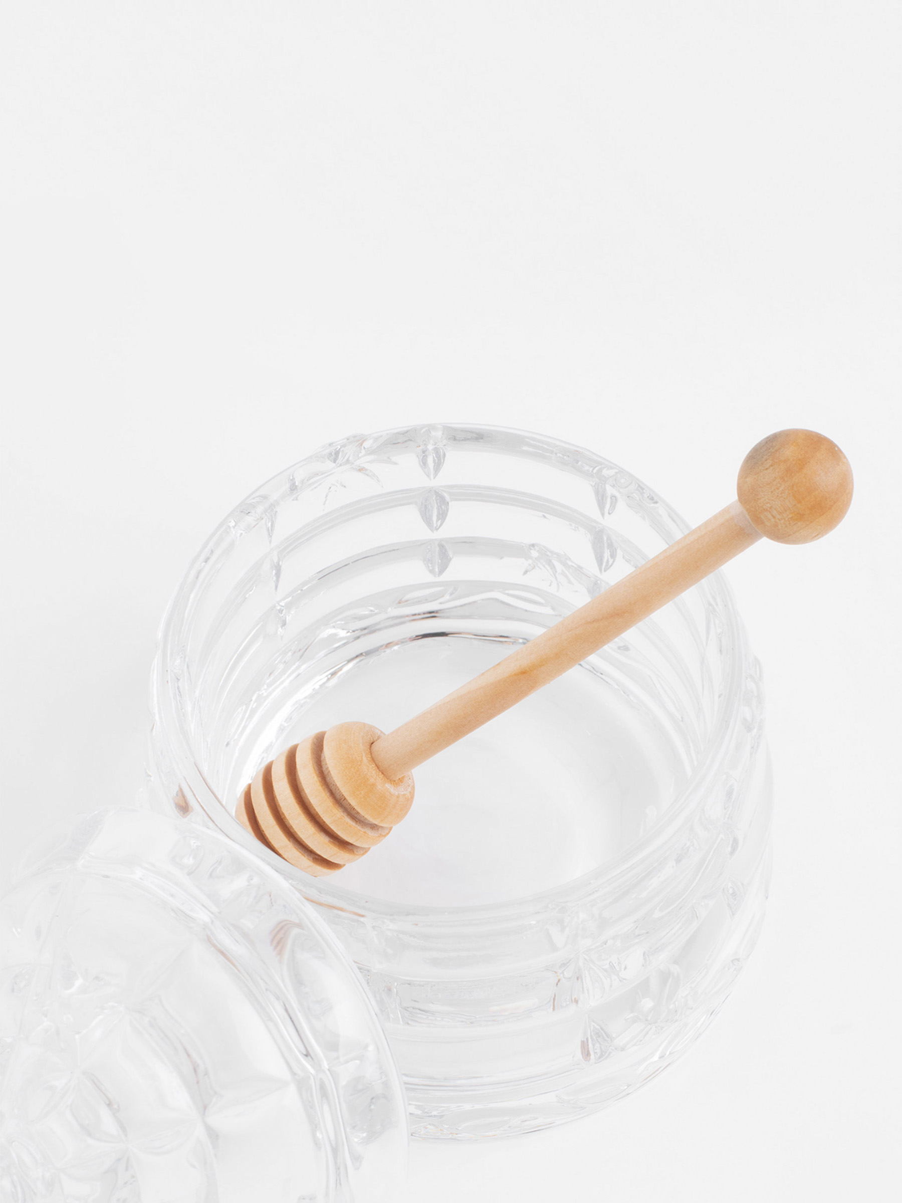 Honey jar, 290 ml, with spoon, glass R / wood, Patterns, Honey, image-3