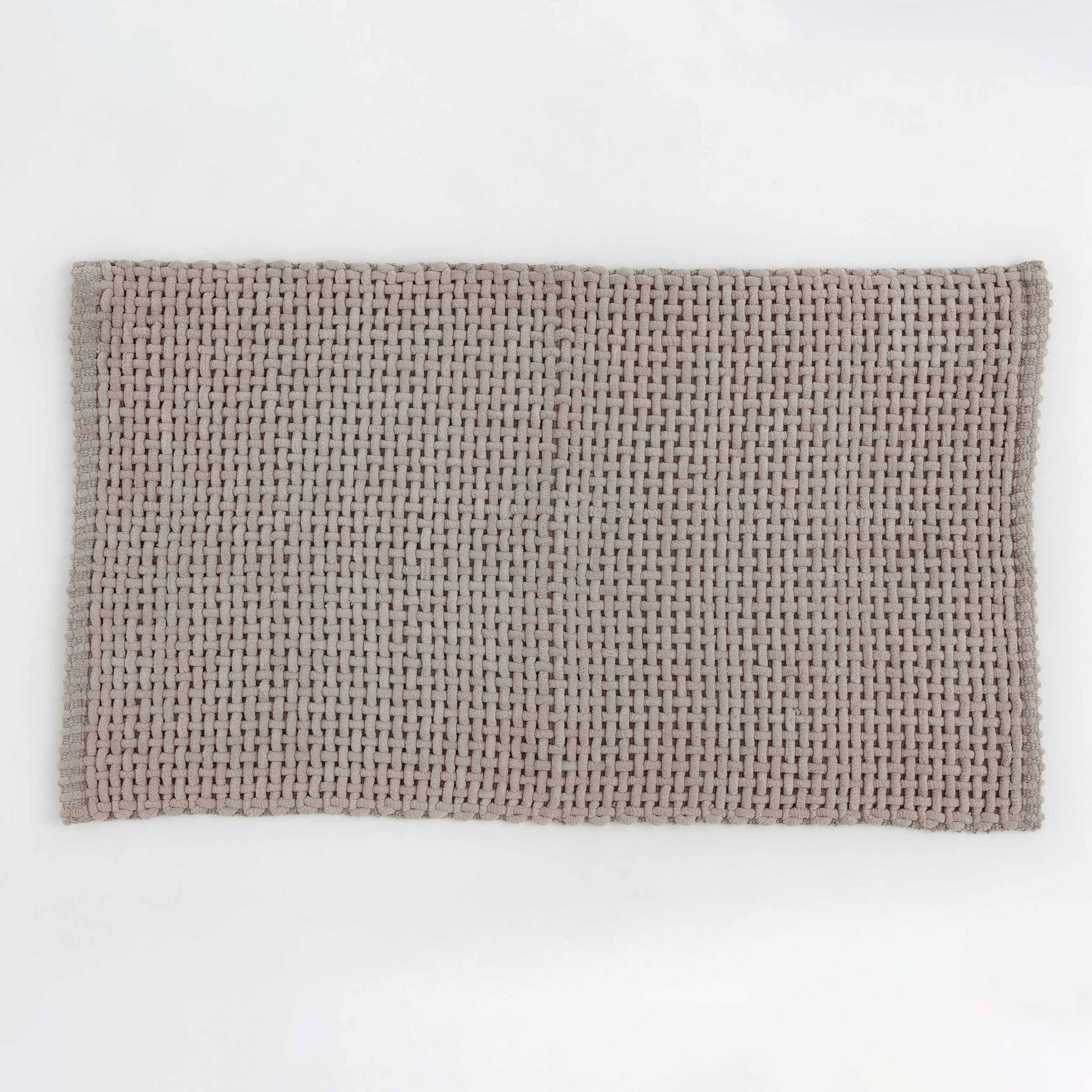Mat, 60x110 cm, anti-slip, Polyester / cotton, beige, Grid, Cozy, image-0