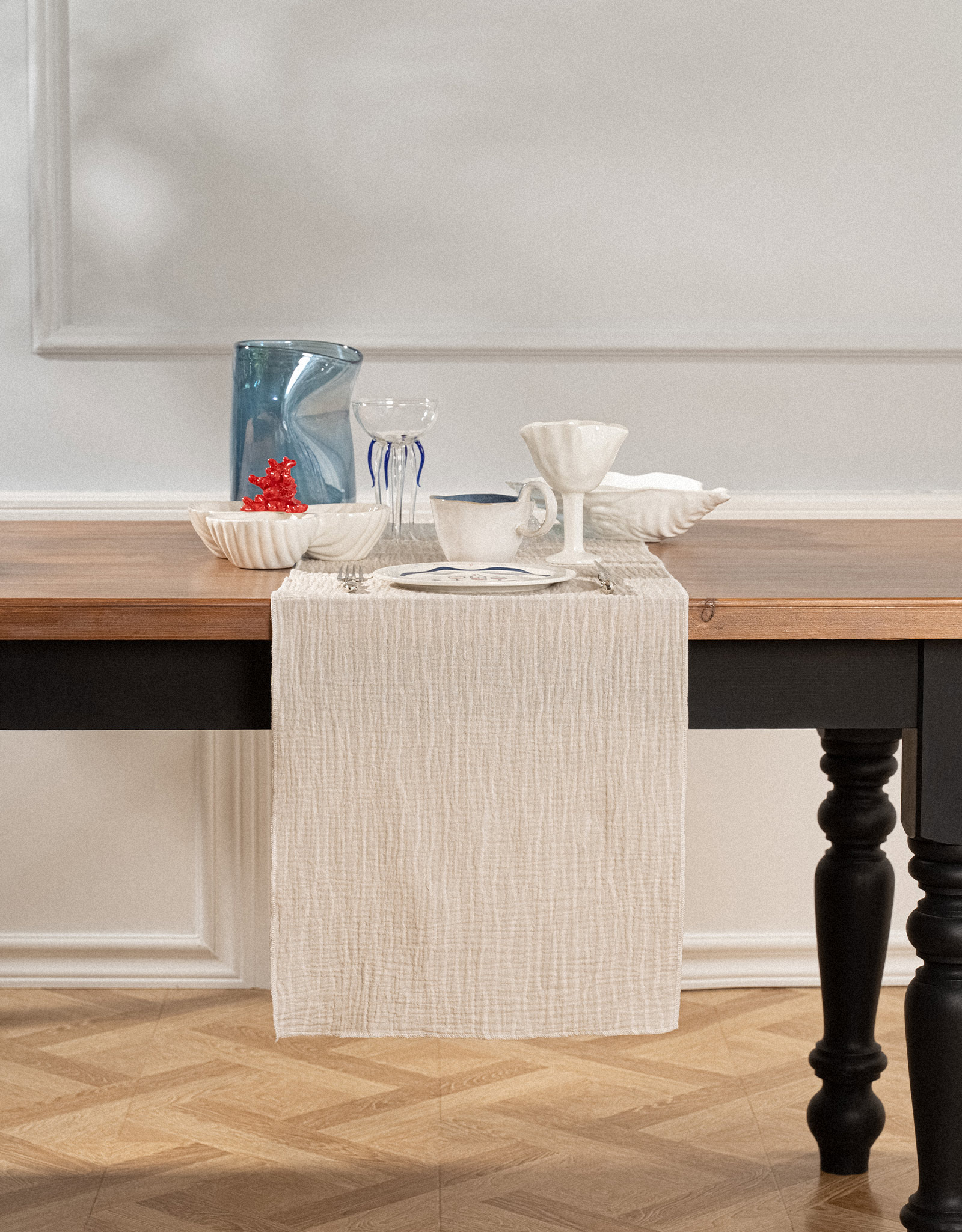 Table runner, 40x160 cm, muslin, milky, Design, Muslin print, image-8