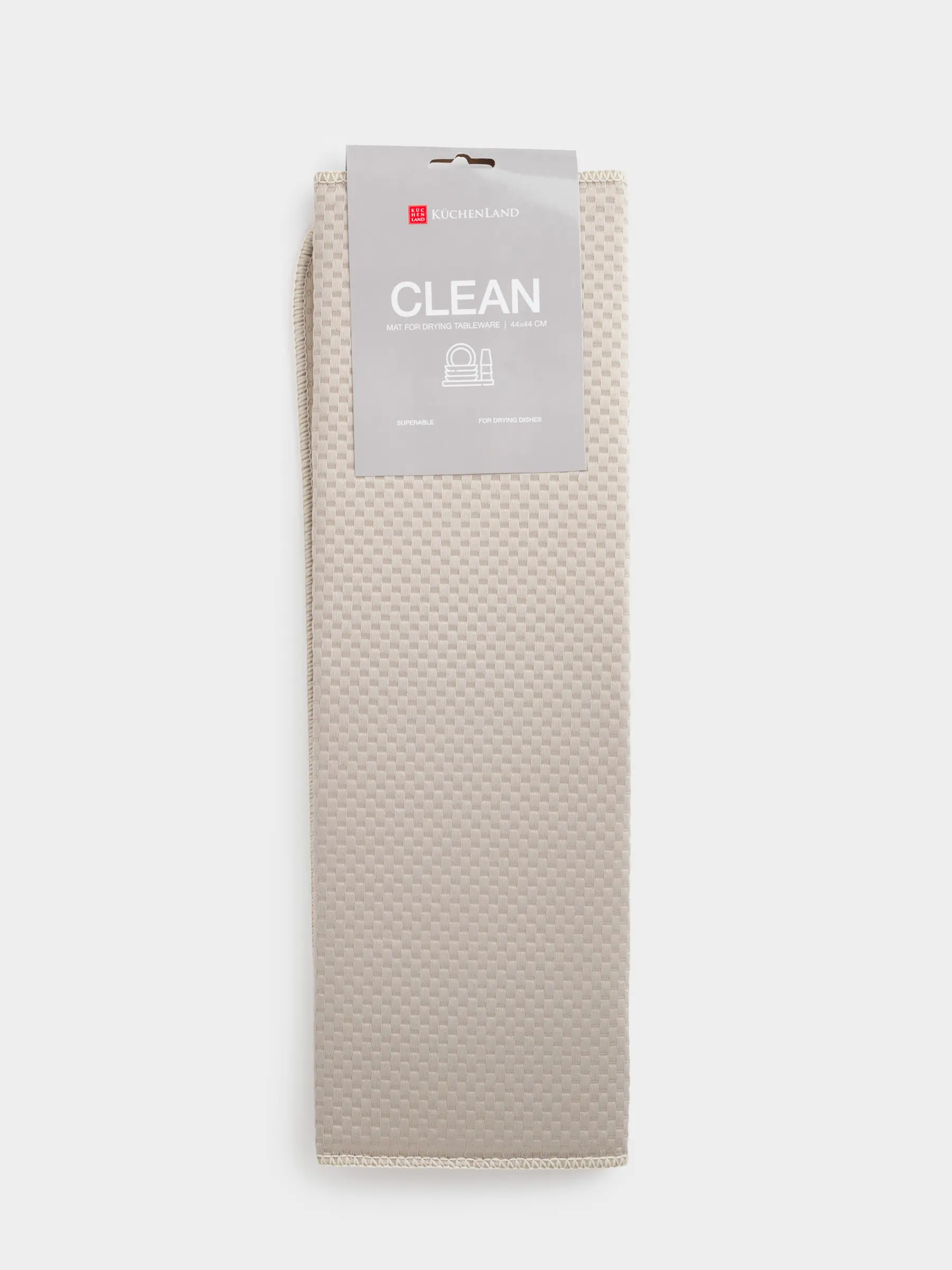Dish drying mat, 44x44 cm, microfiber, grey-beige, Clean