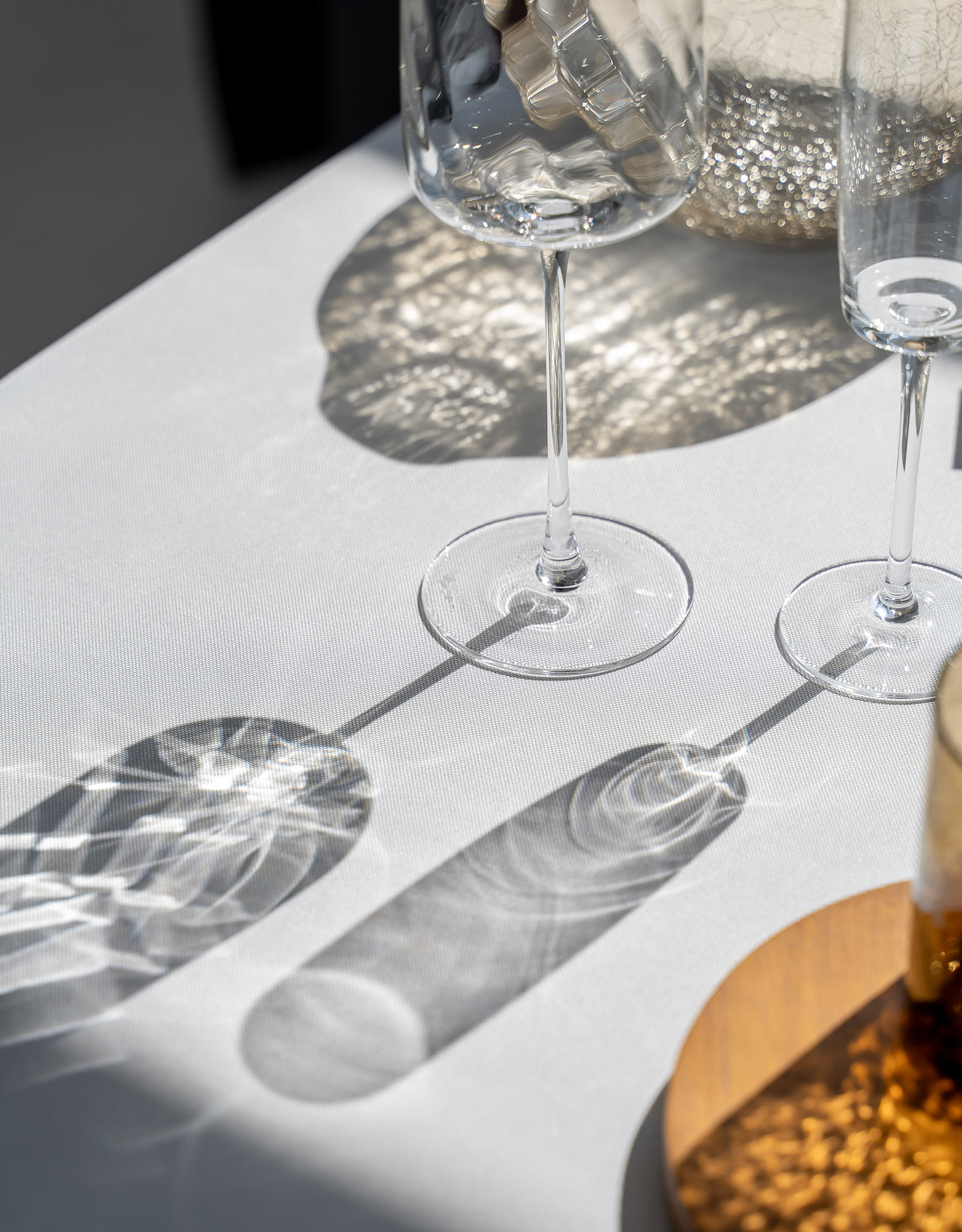 Tablecloth, 170x250 cm, polyester, white, Lines, Trim gold, image-5