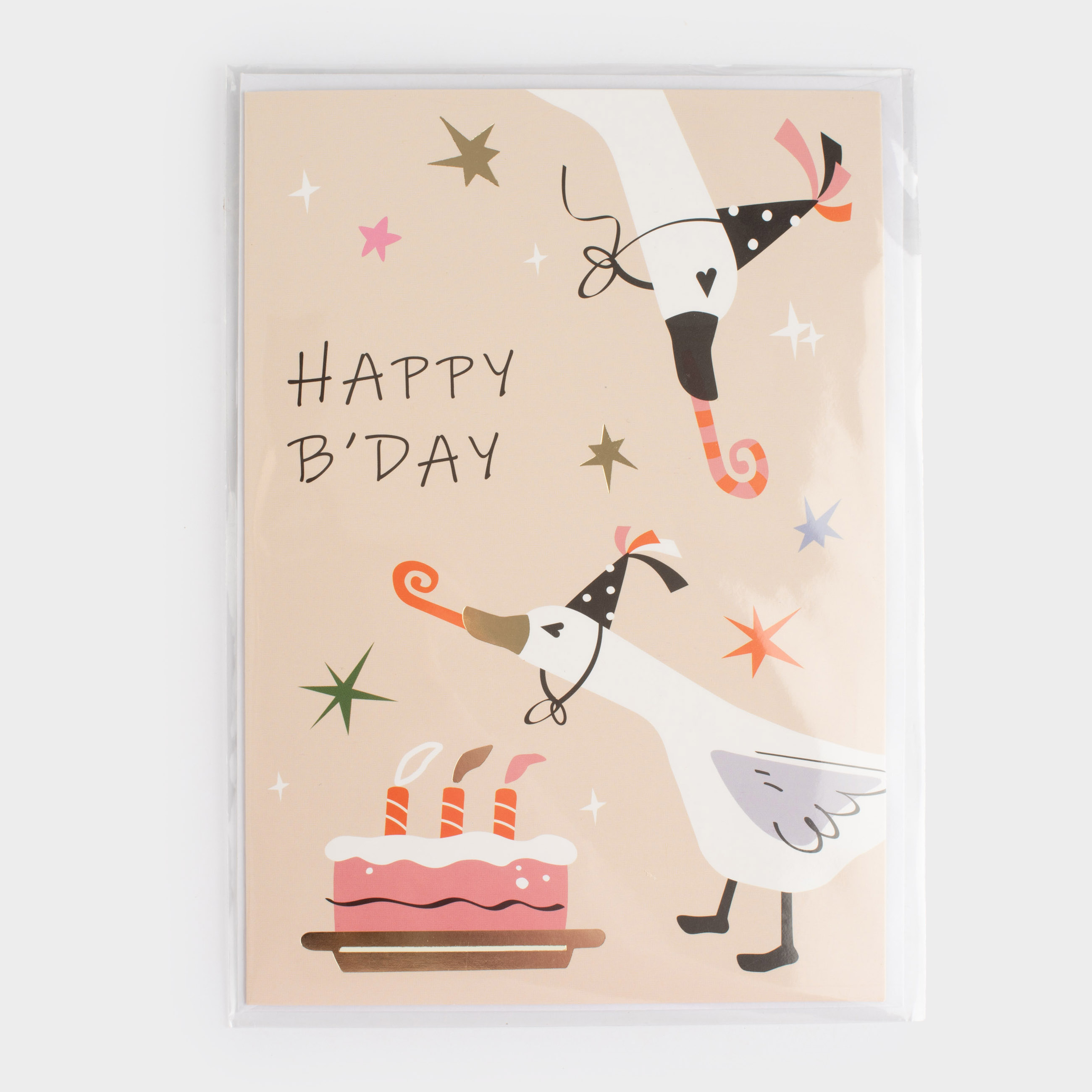Gift envelope, 12x17 cm, paper, grey, Geese, Birthday, image-3