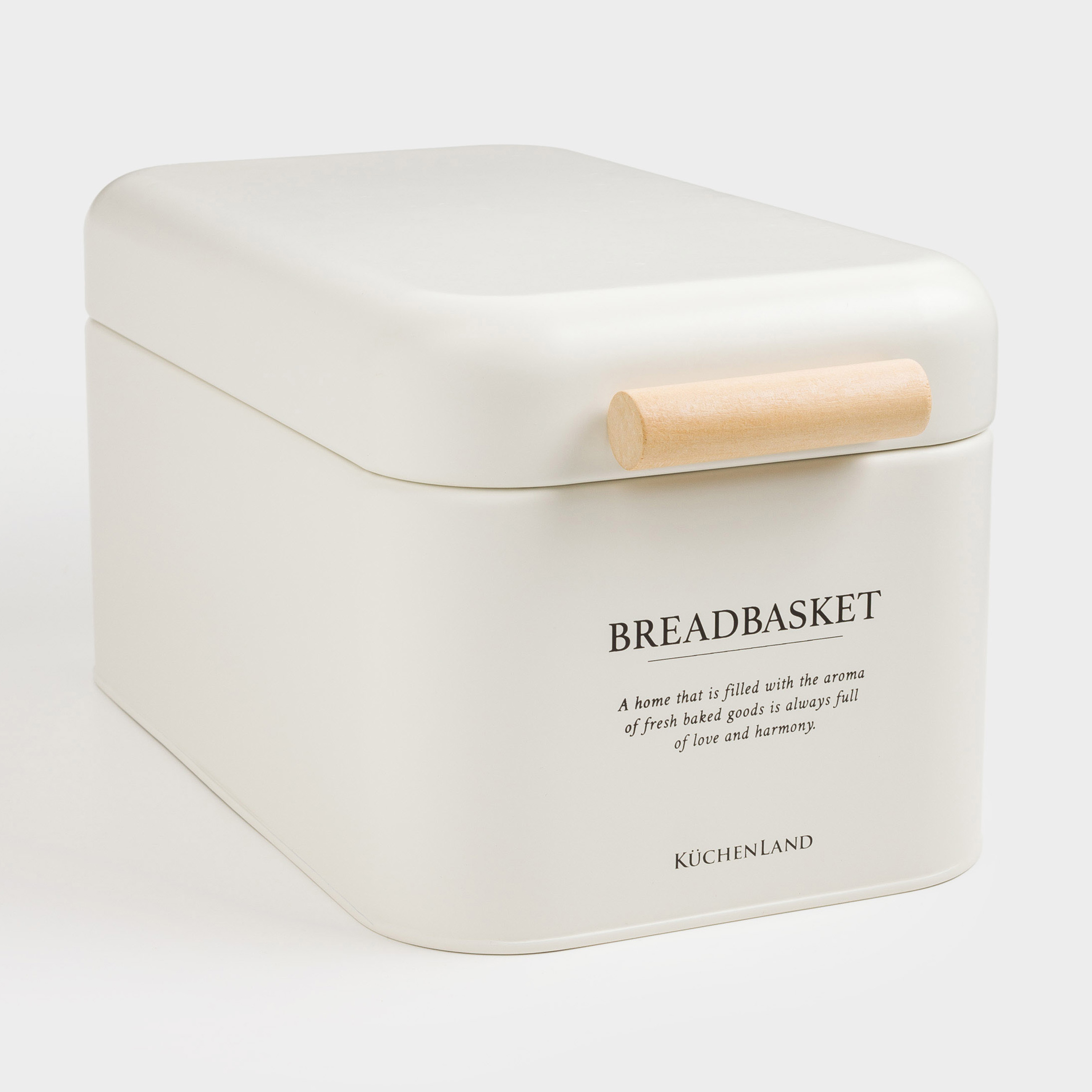 Bread box, 32x18x16 cm, metal / wood, rectangular, milky, Course