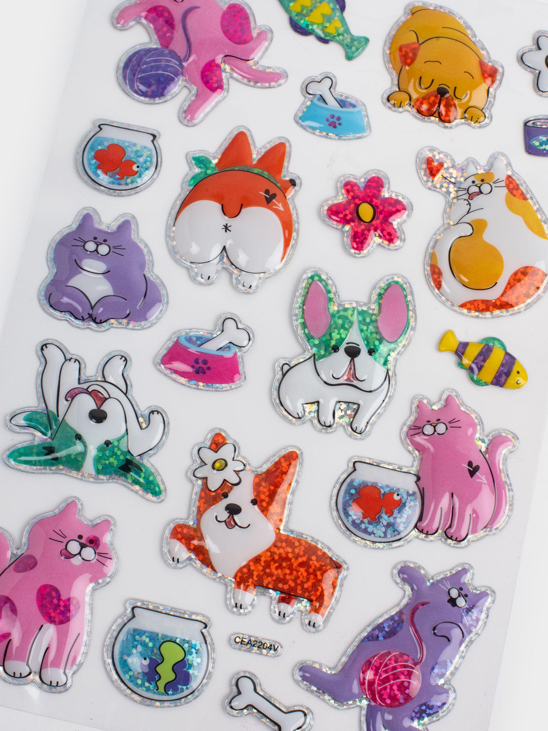 Sticker set, 25x14 cm, 21 pcs, disposable, PVC, Cats and dogs, Cat, image-1