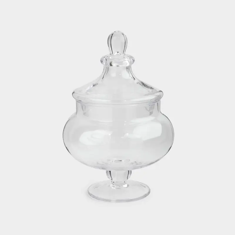 Candy bowl, 26x17 cm, 1,4 l, legged, with lid, glass, Clear