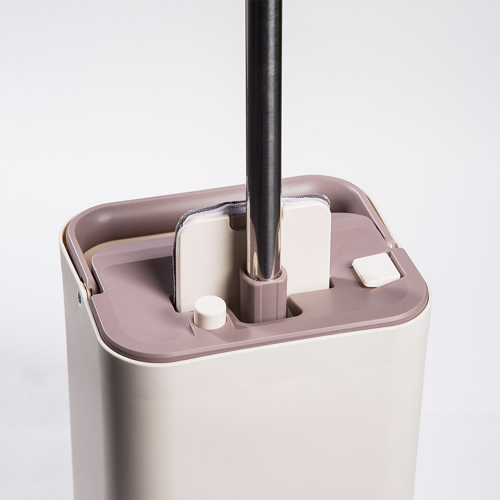 Mop with bucket, with spin and cleaning, rectangular, white-purple, Mop