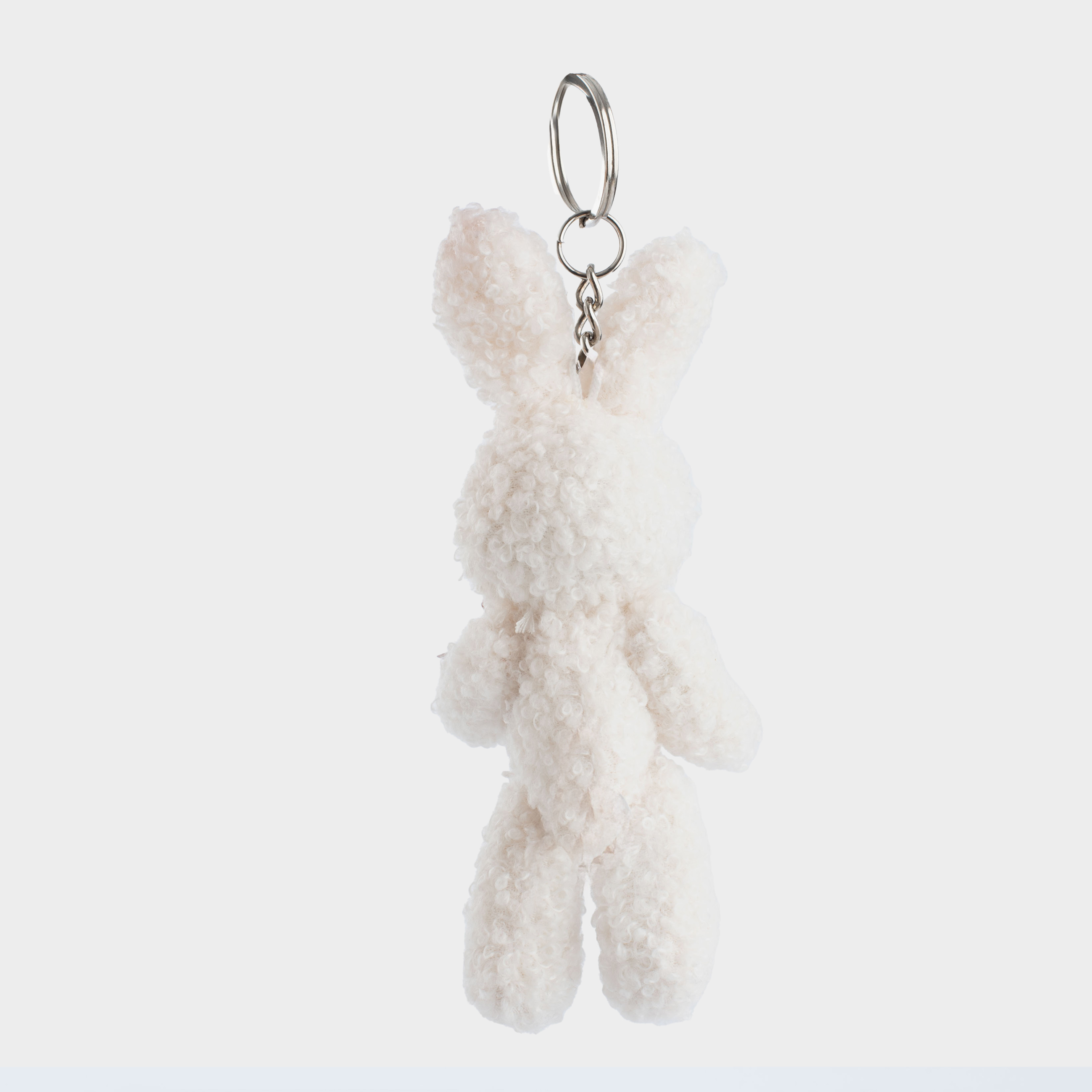 Pendant, 14 cm, soft, with moving paws, boucle / metal, milky, bunny with bow, Rabbit, image-5
