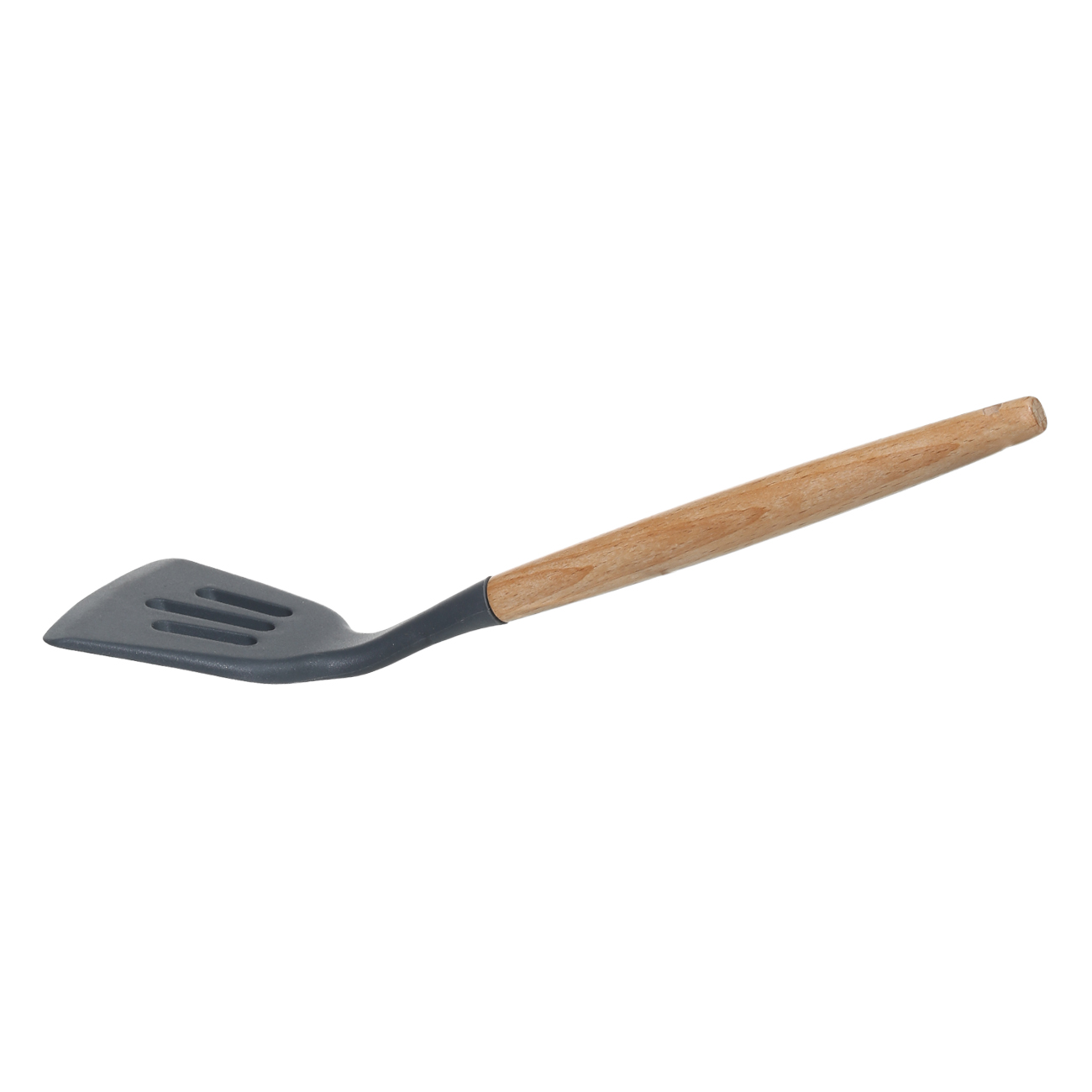 Spatula, 32 cm, slotted, silicone / wood, gray, Weekend, image-1