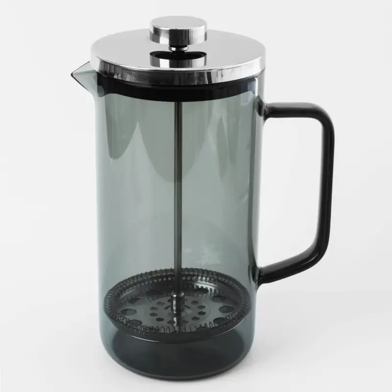 French press, 1,2 l, used glass / steel, grey, Flavor