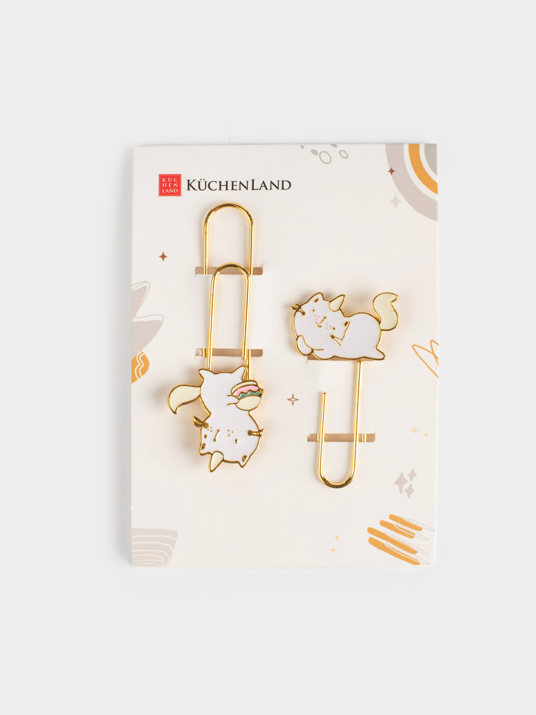 Stationery paper clip, 7 cm, 2 pcs, metal, Pink / blue, Unicorn Cat, Cat-unicorn, image-3