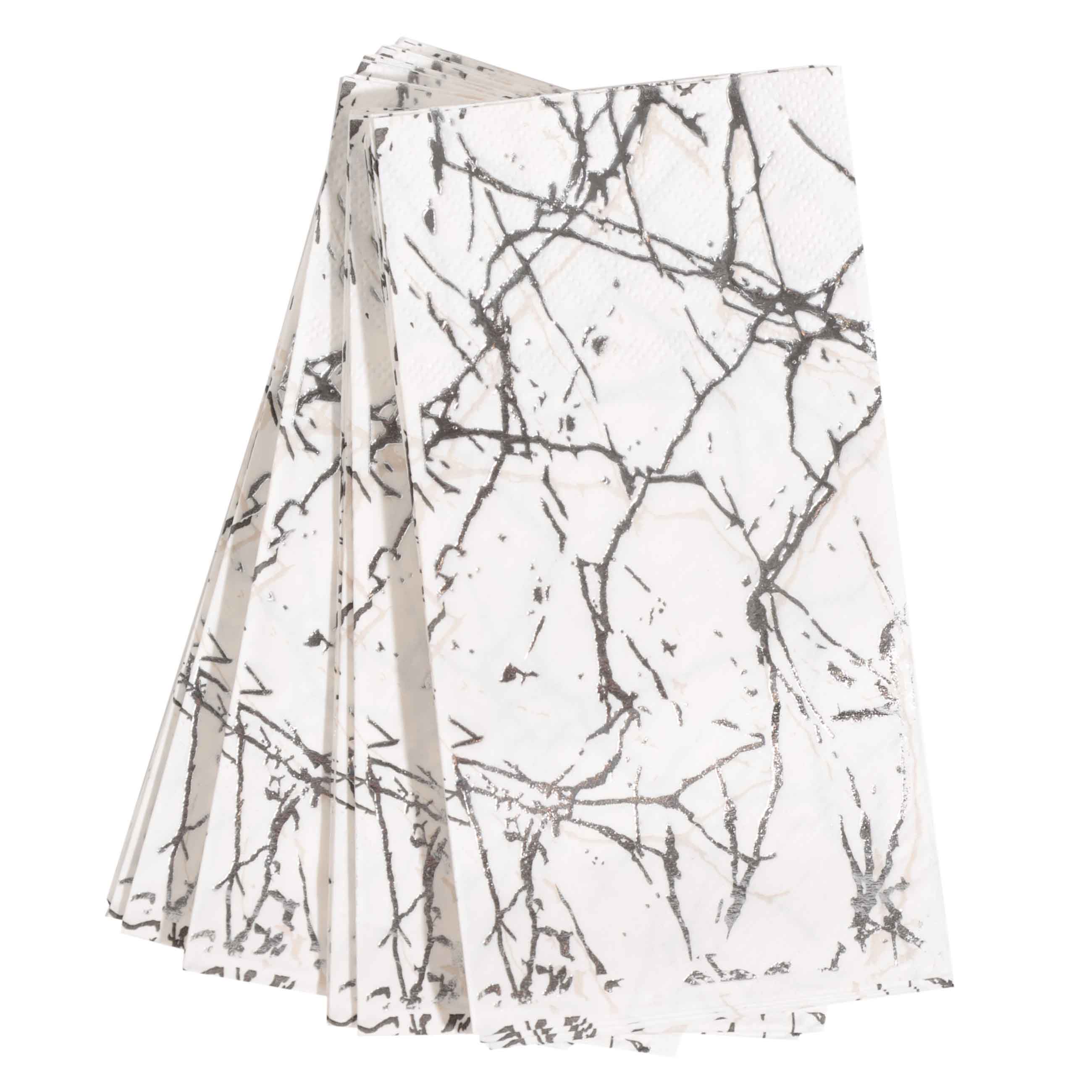 Paper napkins, 33x33 cm, 20 pcs, white, Marble, Maniera, image-1