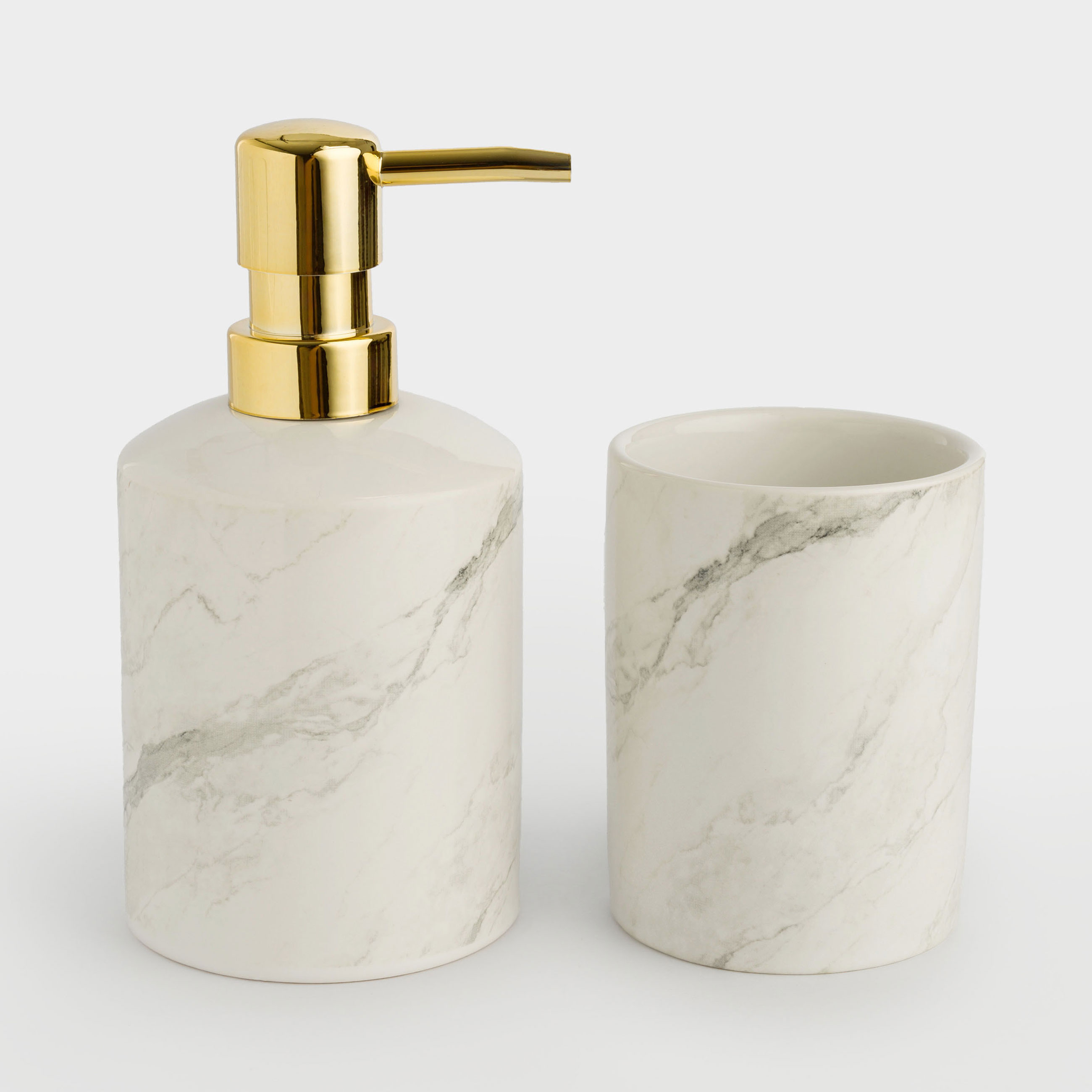 Bathroom set, 2 items, ceramic / plastic, white-grey, Maniera, image-0