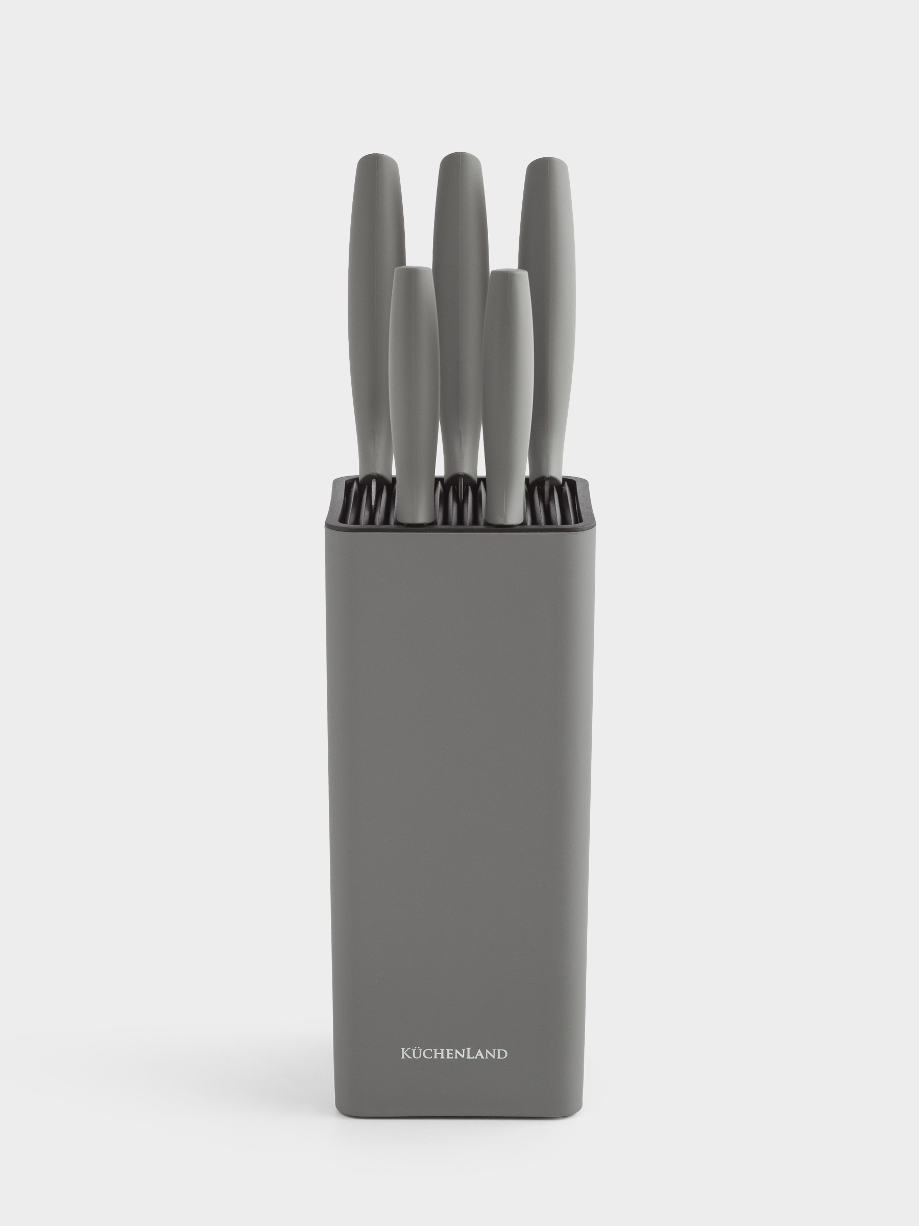 Knife set, 5 pr, in stand, steel / plastic, grey, Grey steel, image-6