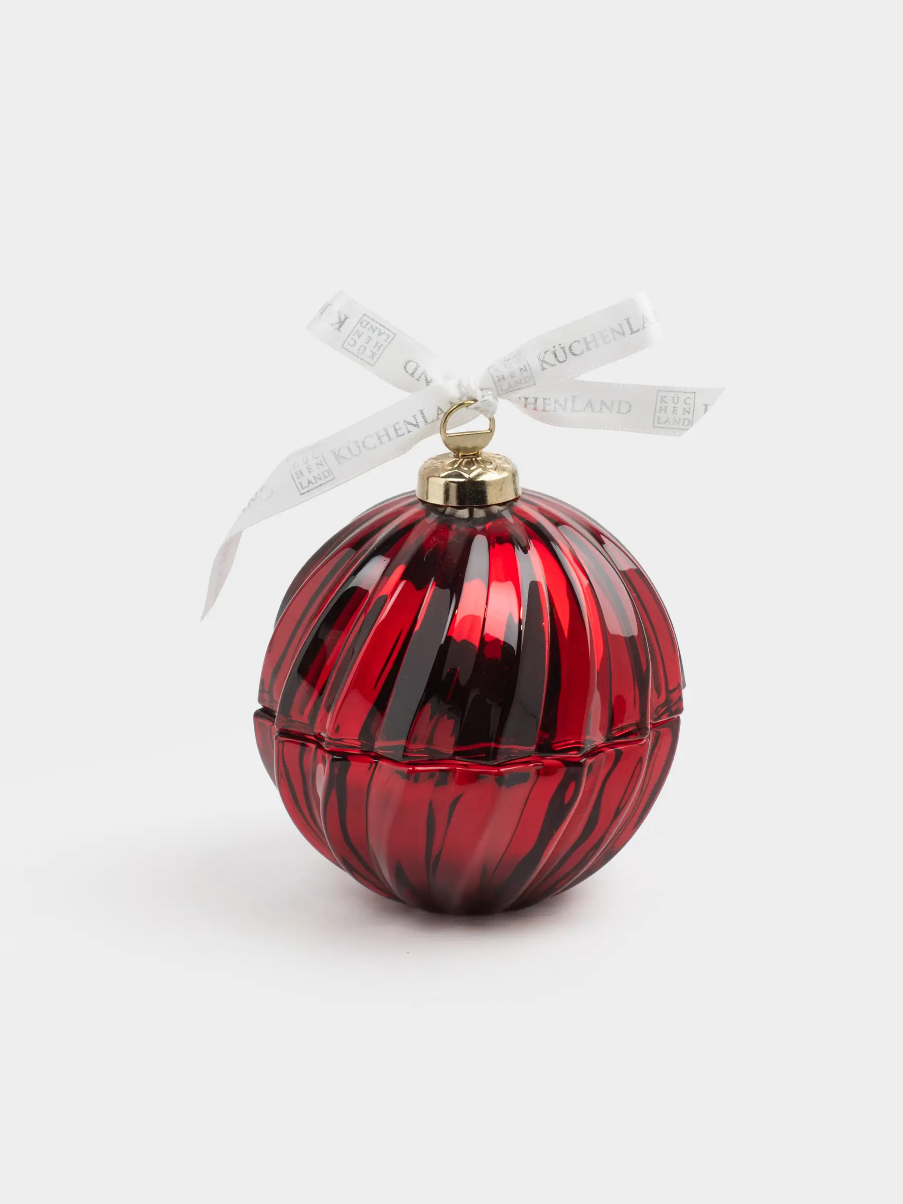 Storage container, 13x11 cm, 170 ml, glass R / metal, red, Ball, Christmas storage