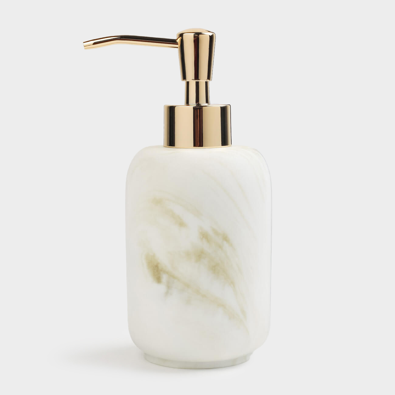 Liquid soap dispenser, 200 ml, polyresin / metal, white-gold, Marble, Dryad