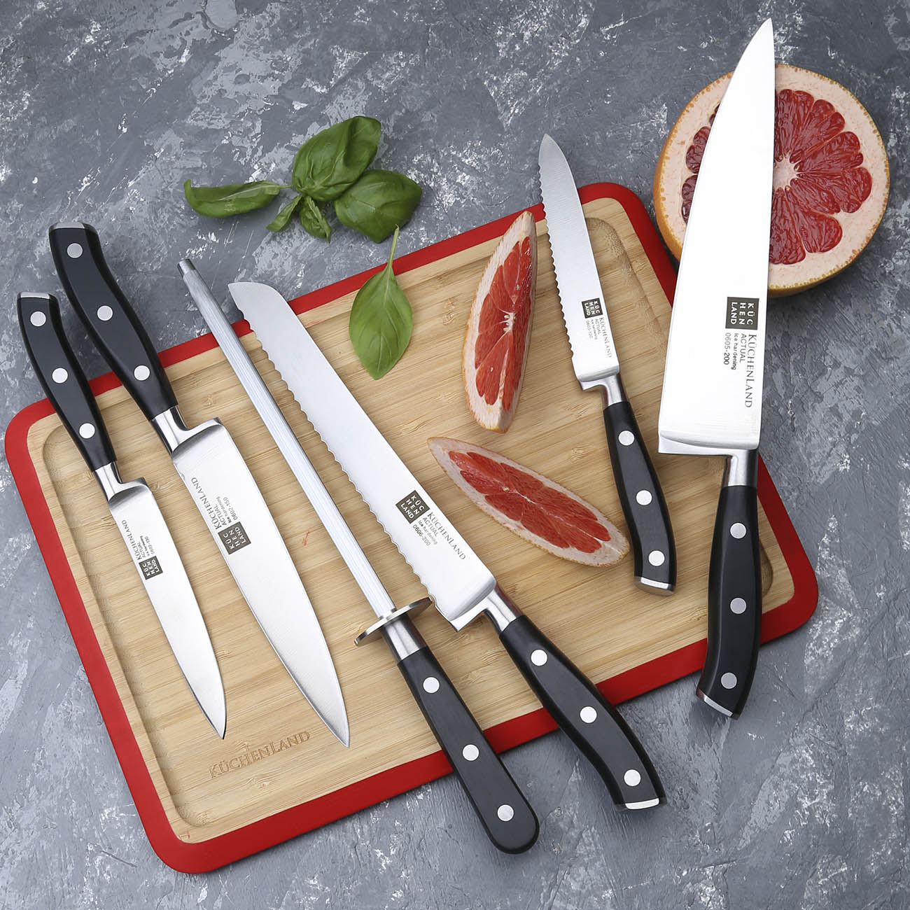 Knife set, 2 pr, steel / plastic, Actual
