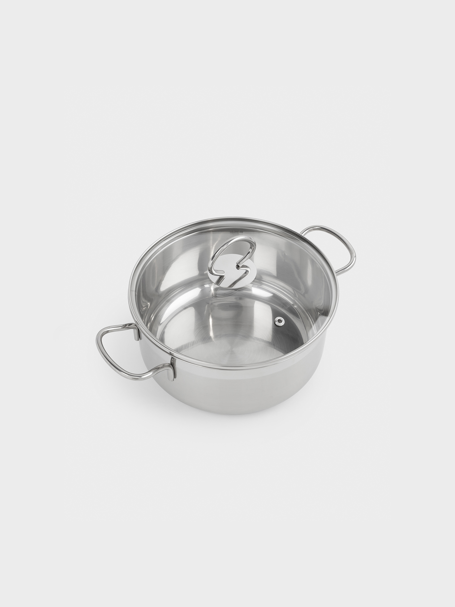Pot, 20 cm, 2.8 l, with lid, steel / glass, Egoist lite, image-1