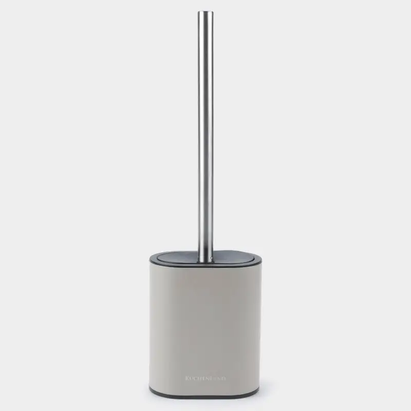 Toilet brush, 41 cm, with stand, rubber / steel, beige-gray, Giza