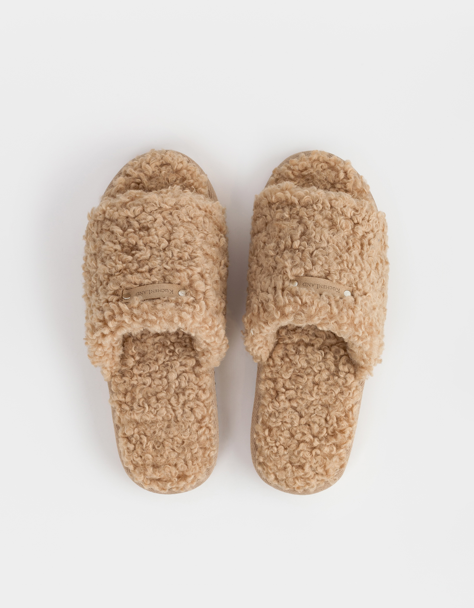 Women's slippers, homewear, size 36-37, plush, brown, Curled, image-1