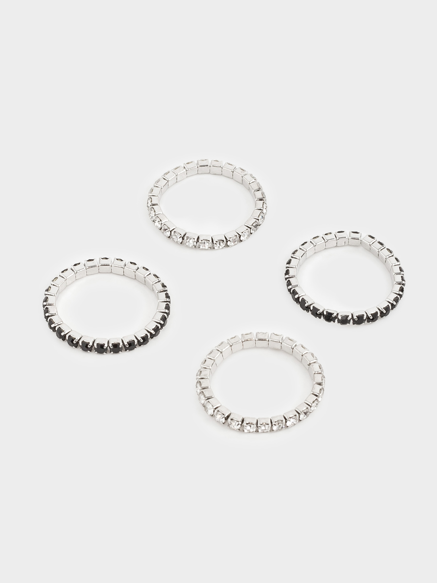 Set of rings, size S-M, 4 pcs, single size, metal / rhinestones, Crystals, Jewelry crystal