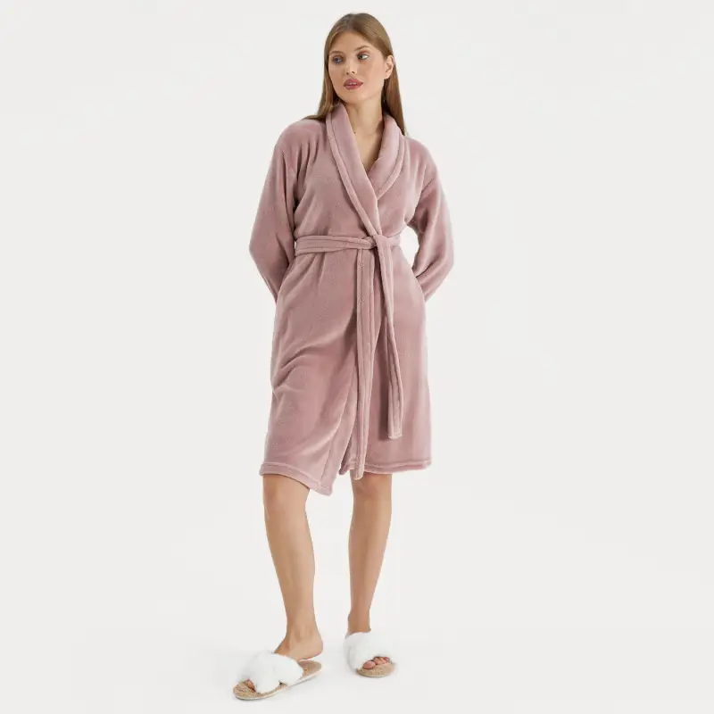 Bathrobe for women, home, p. L / XL, Long sleeve, Polyester, Pink, Drew, image-0