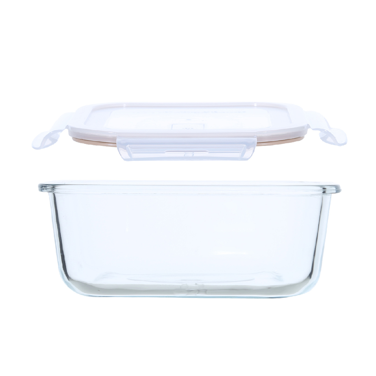Container, 520 ml, with clips, with valve, glass T / plastic, square, Soft kitchen