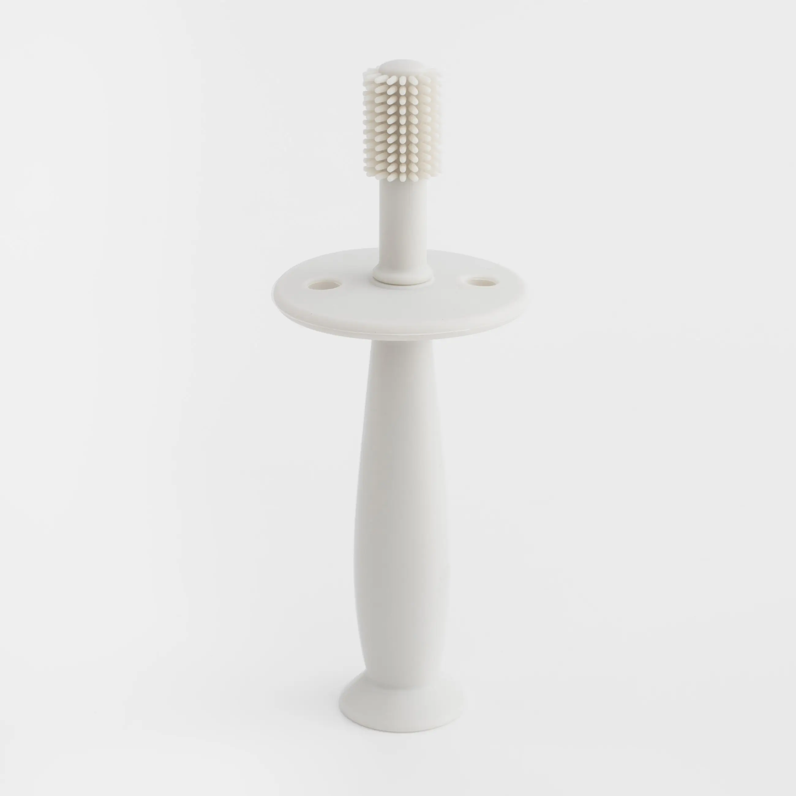 Dental brush with limiter, children's, 12 cm, silicone, beige, Kiddy