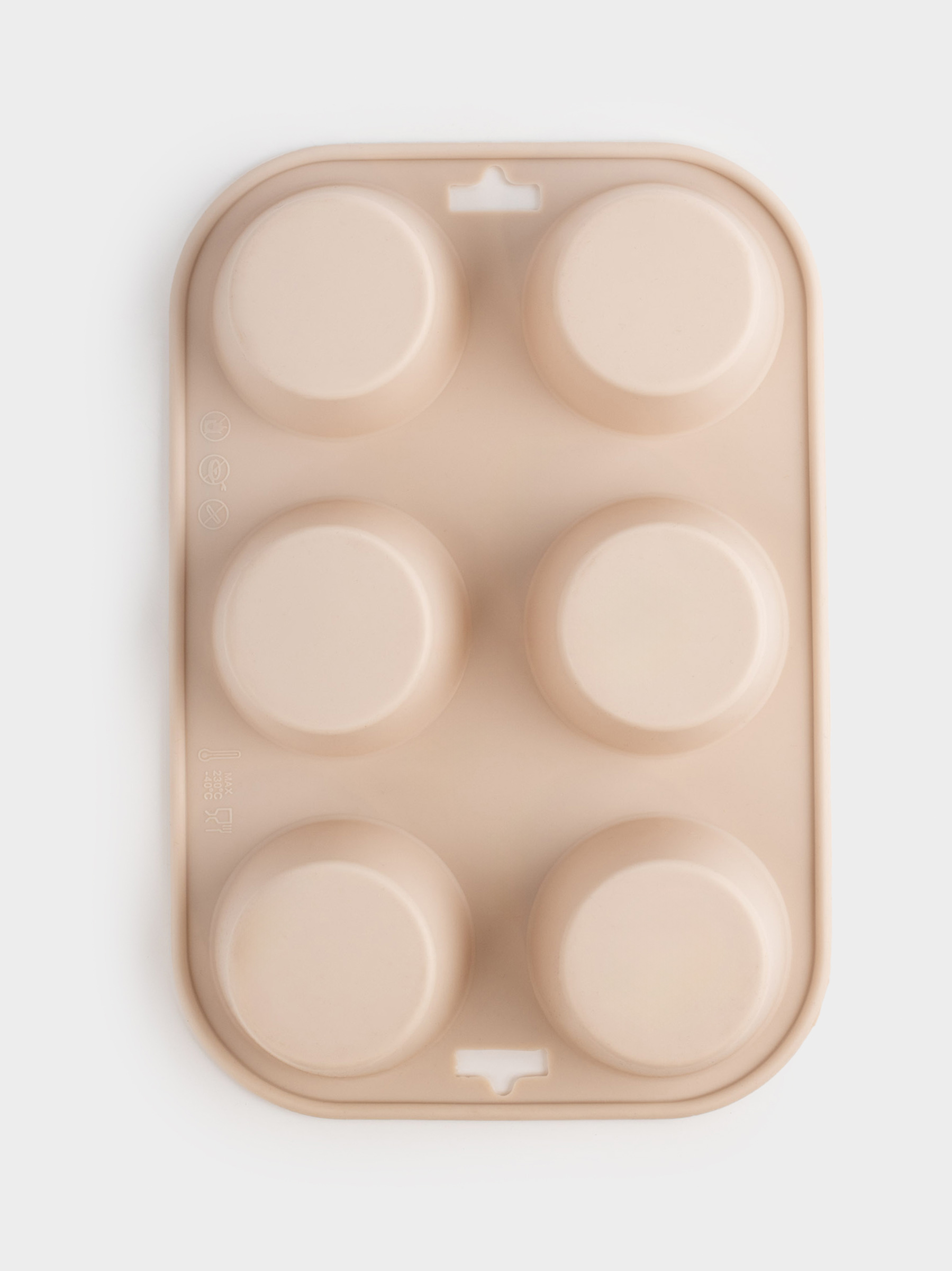 Cupcake baking dish, 24x16 cm, 6 compartments, silicone, Beige, Bakery, image-0