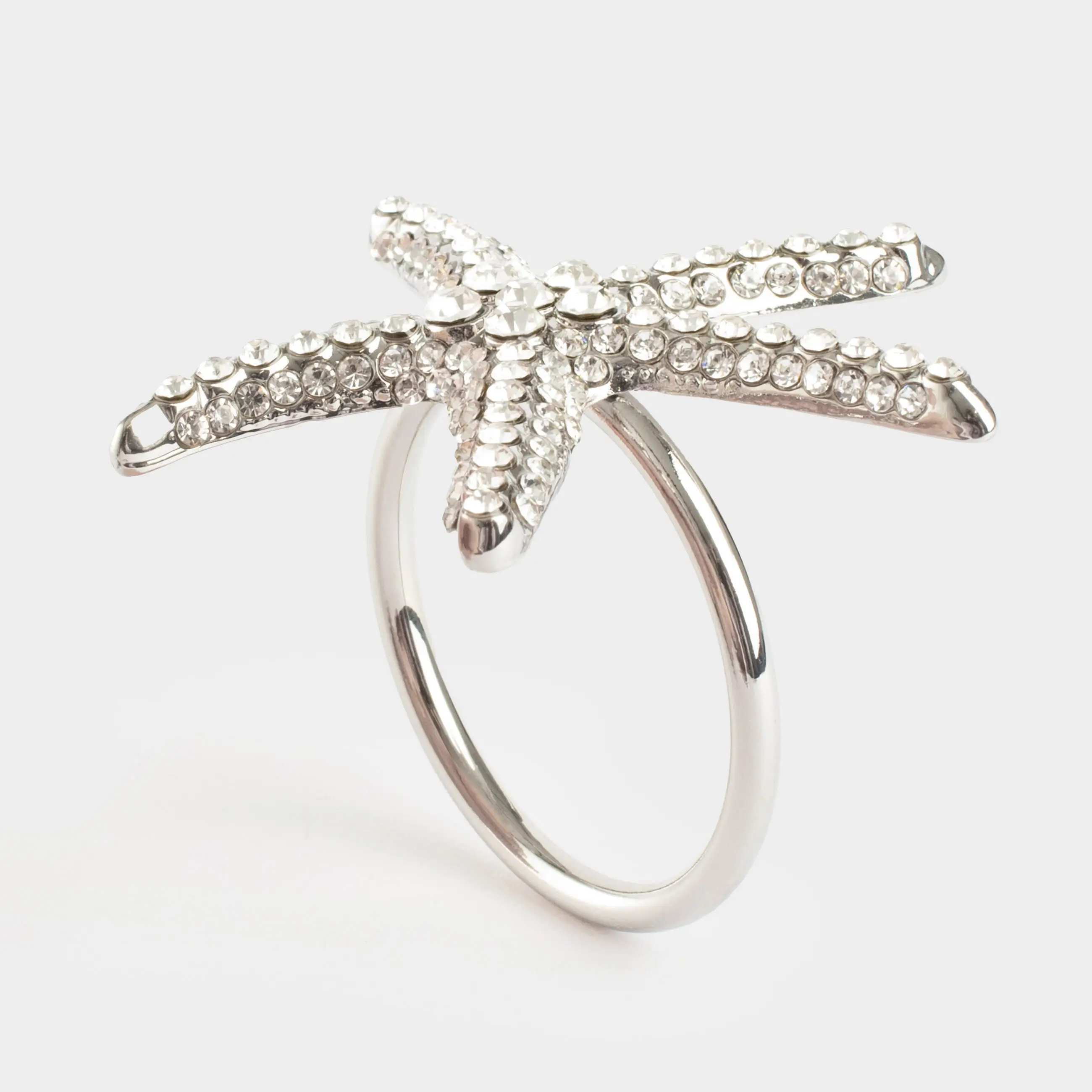 Napkin ring, 6 cm, metal, Silver, Starfish, Seaside