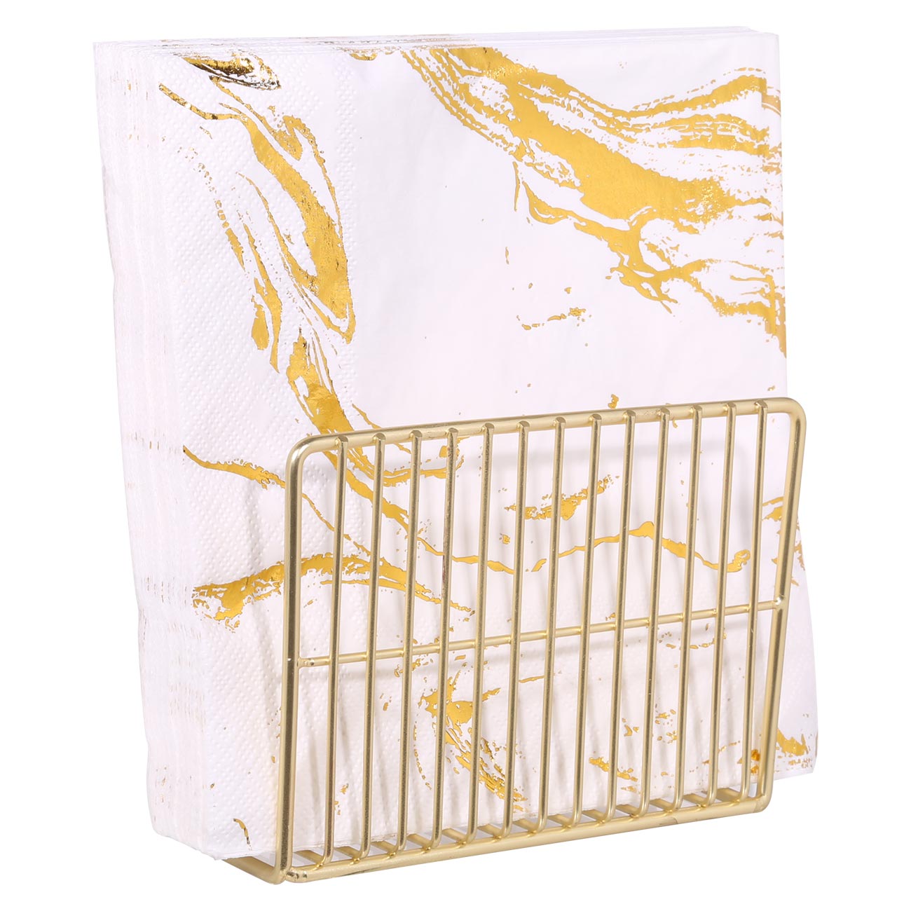 Napkin holder, 13 cm, metal, golden, Twist gold