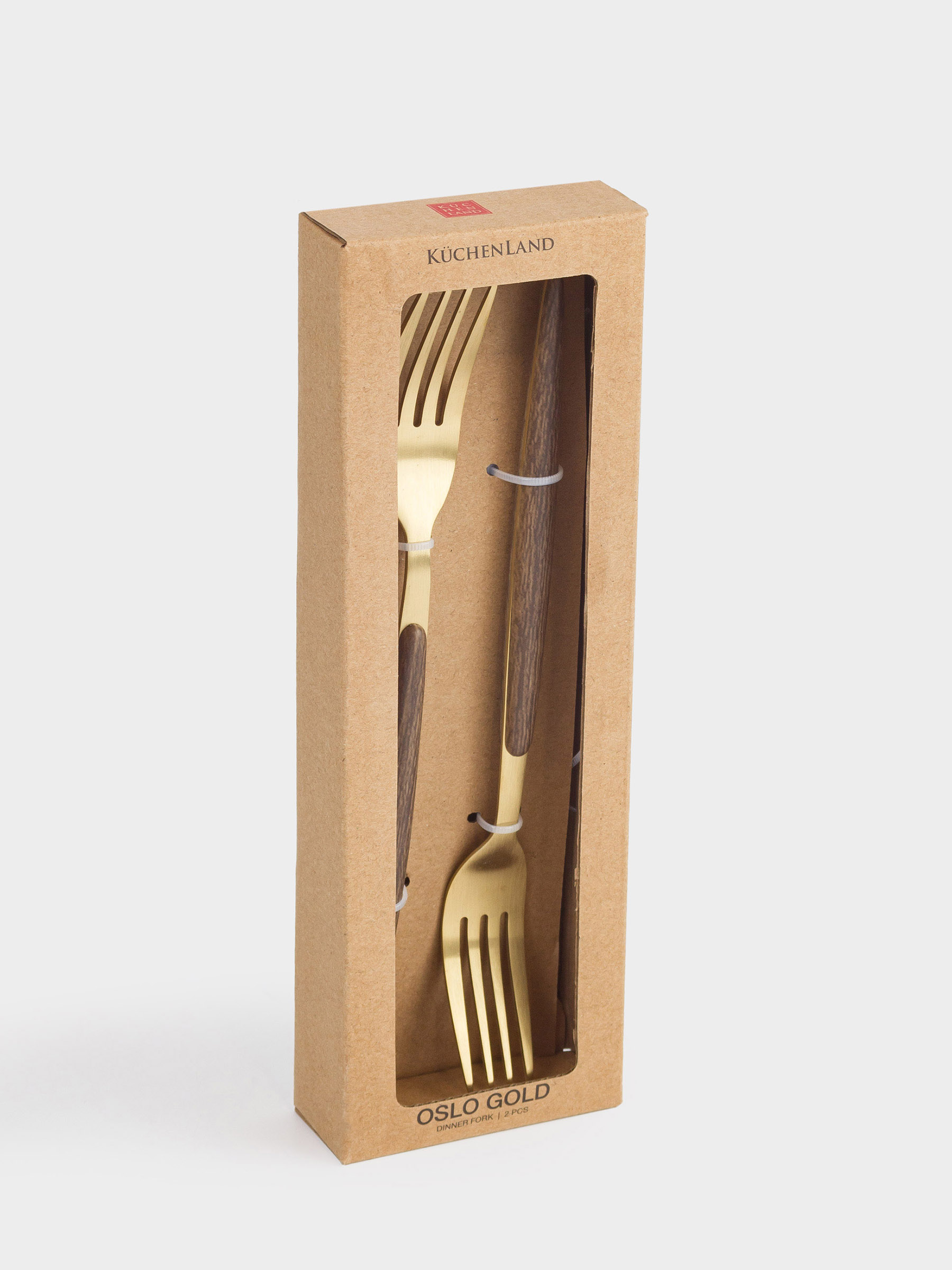Dining fork, 2 pcs, steel / plastic, gold, matt, Oslo gold, image-4