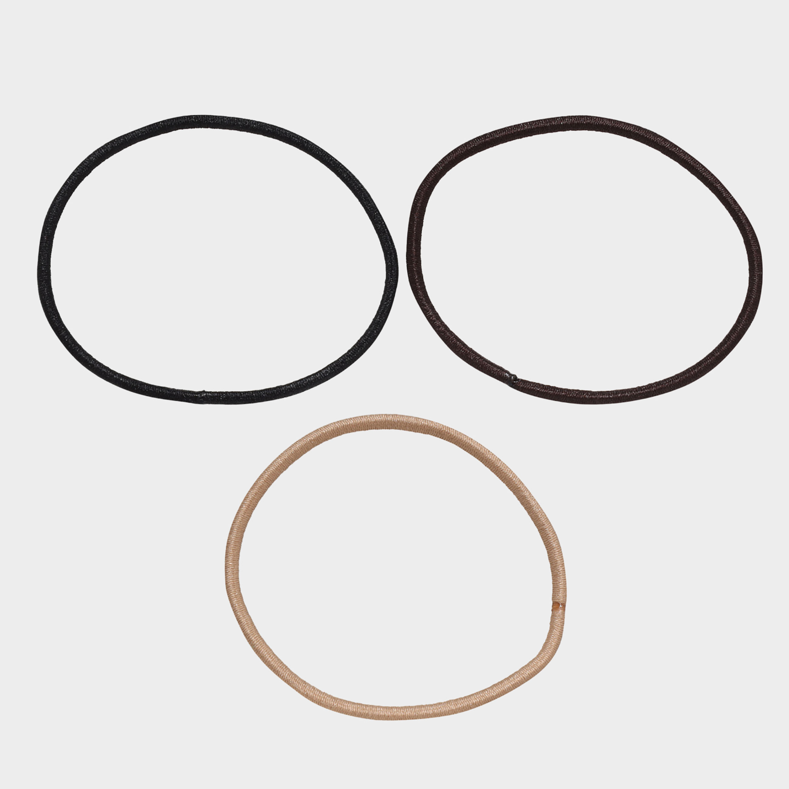 Elastic band for hair, 4 cm, 24 pcs, polyester, black / brown / beige, Basic