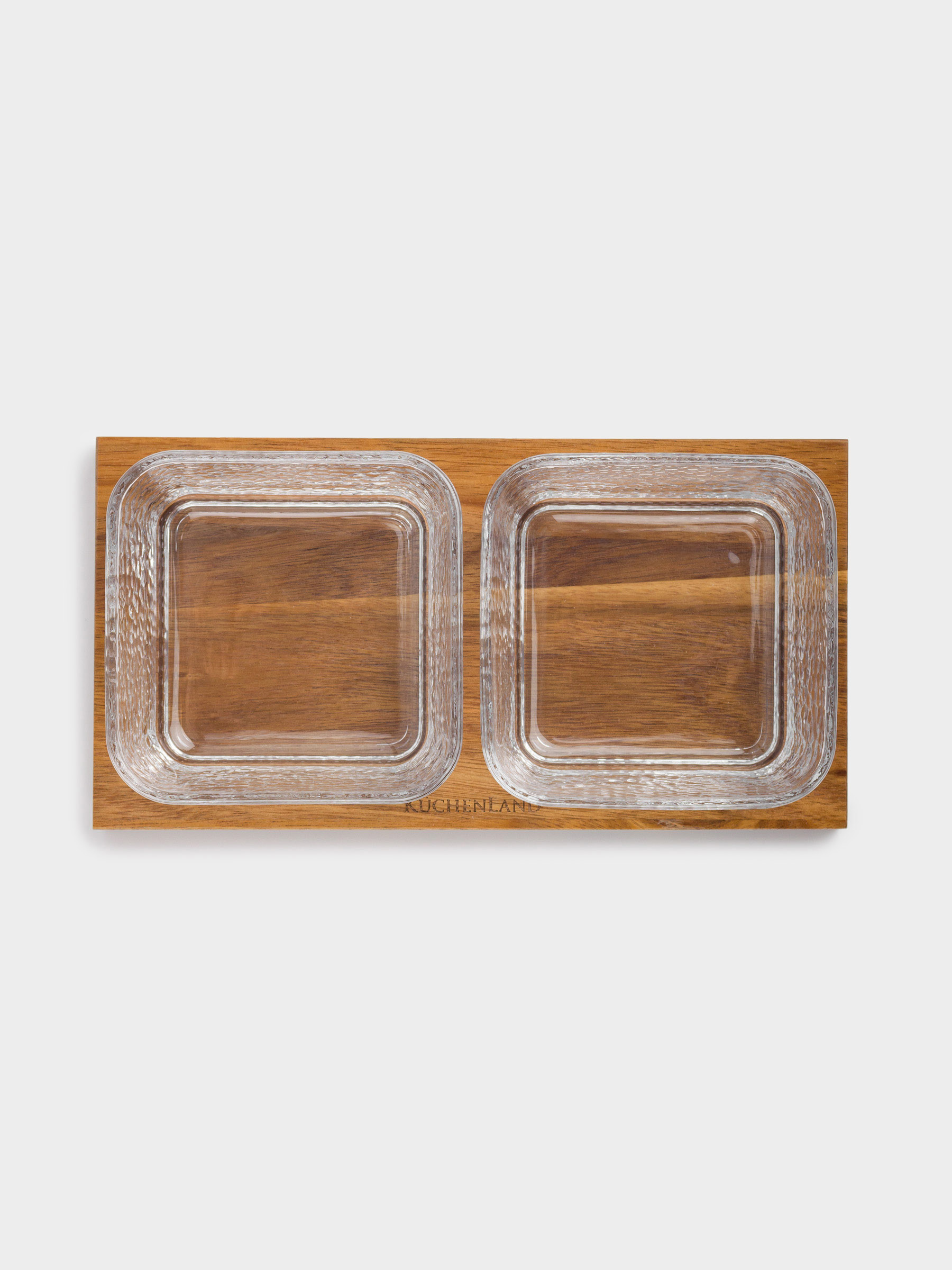Snack set, 2 pcs, on stand, glass/wood, Squares, Noble tree, image-3