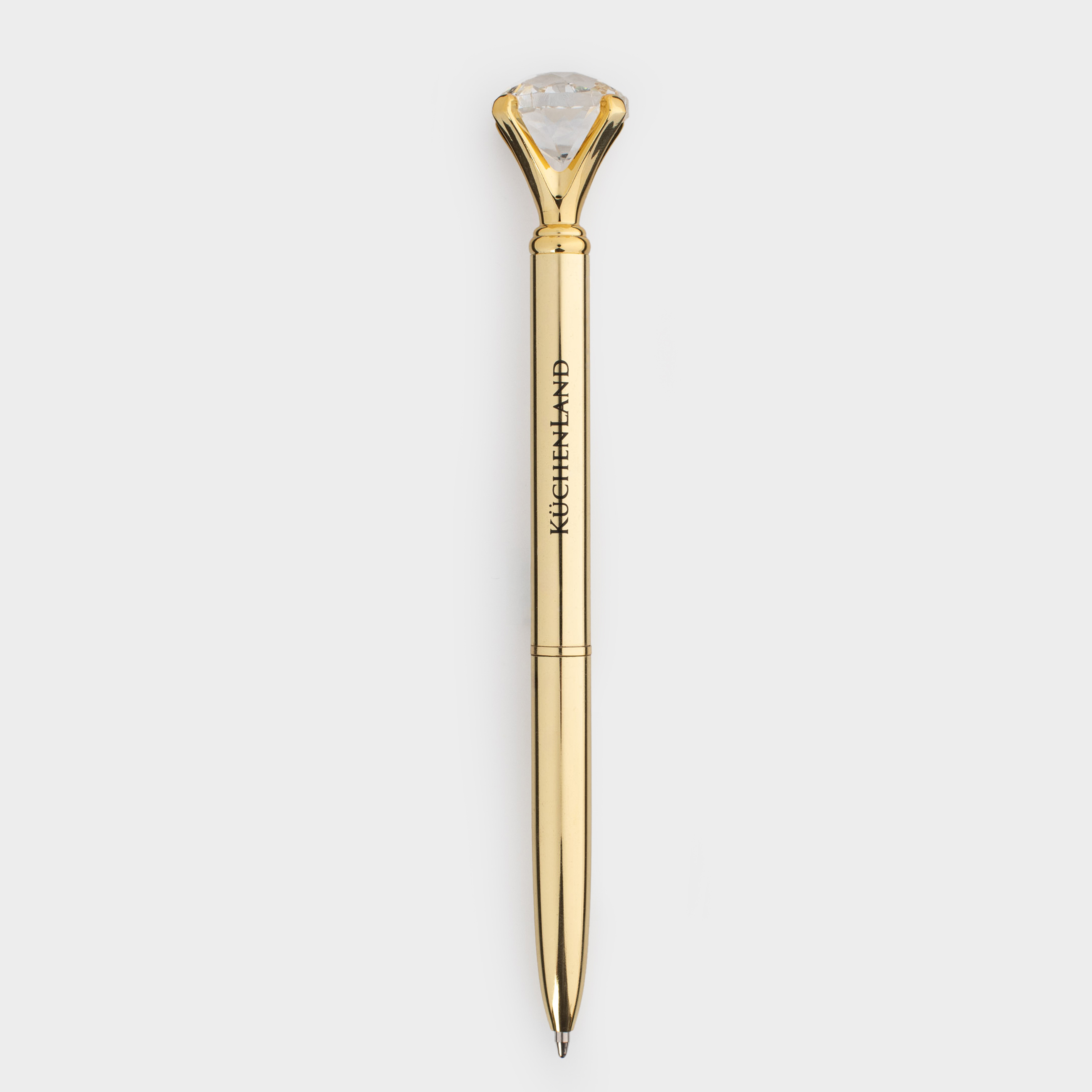 Ballpoint pen, 14 cm, with a figure, steel, gold, Crystal, Draw figure, image-0