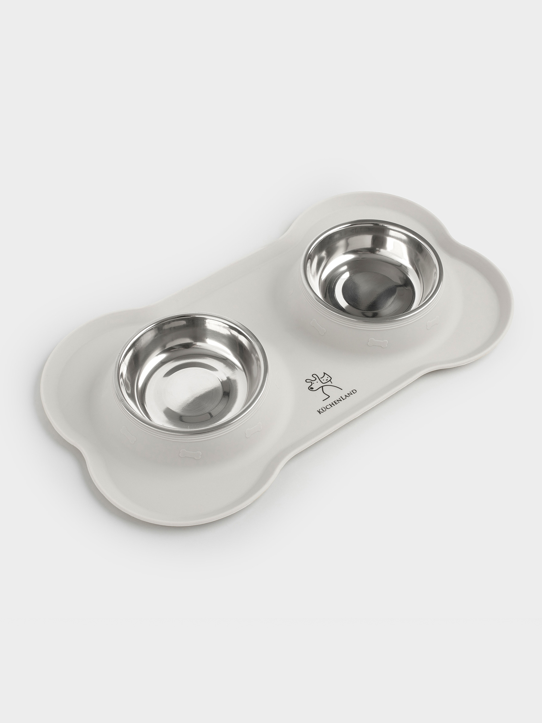 Pet bowl, 35x21 cm, 170 ml, double, on stand, steel / silicone, gray, Favorite pet, image-3