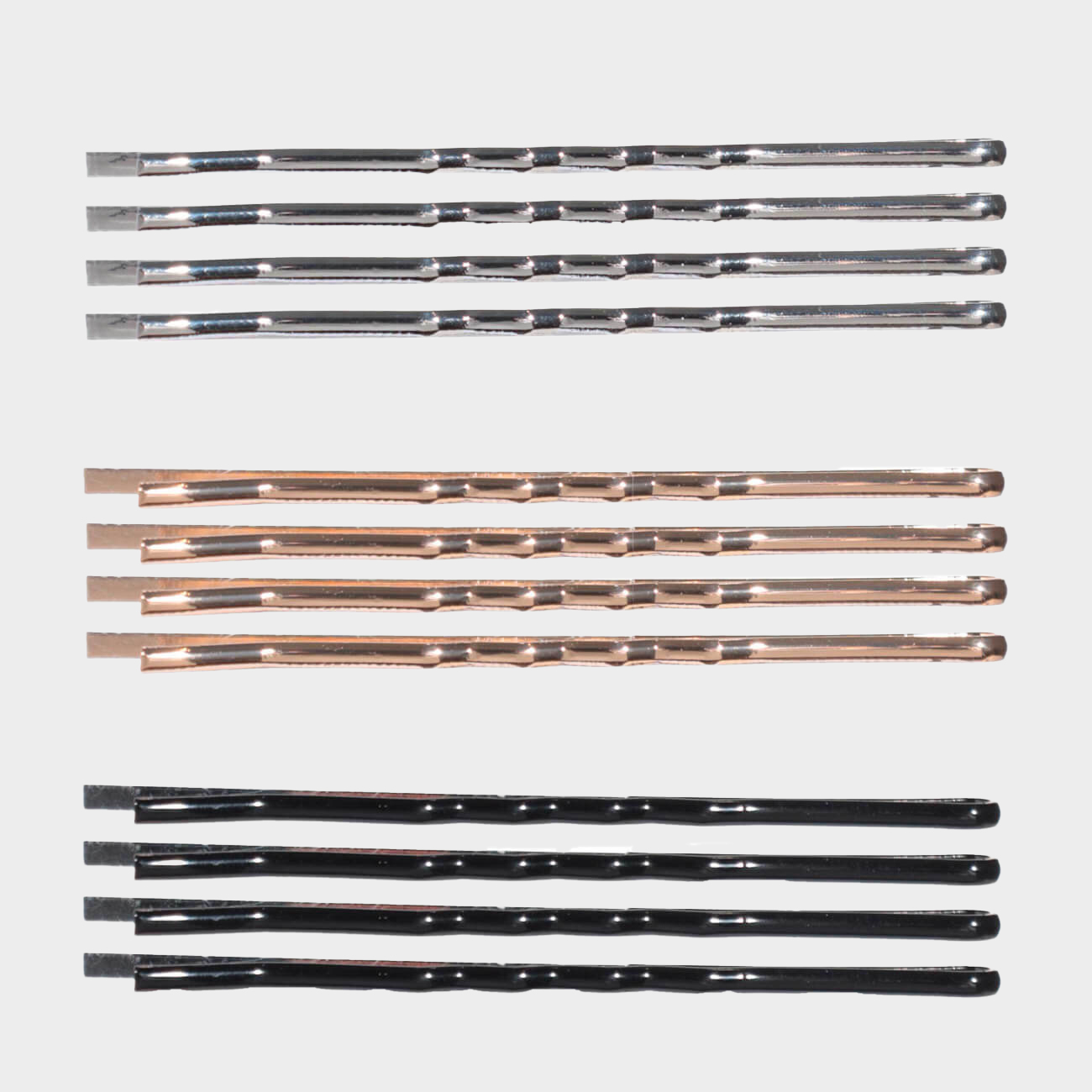 Hair clip, 6 cm, 24 pcs, metal, mixed metallic, Invisible, Basic