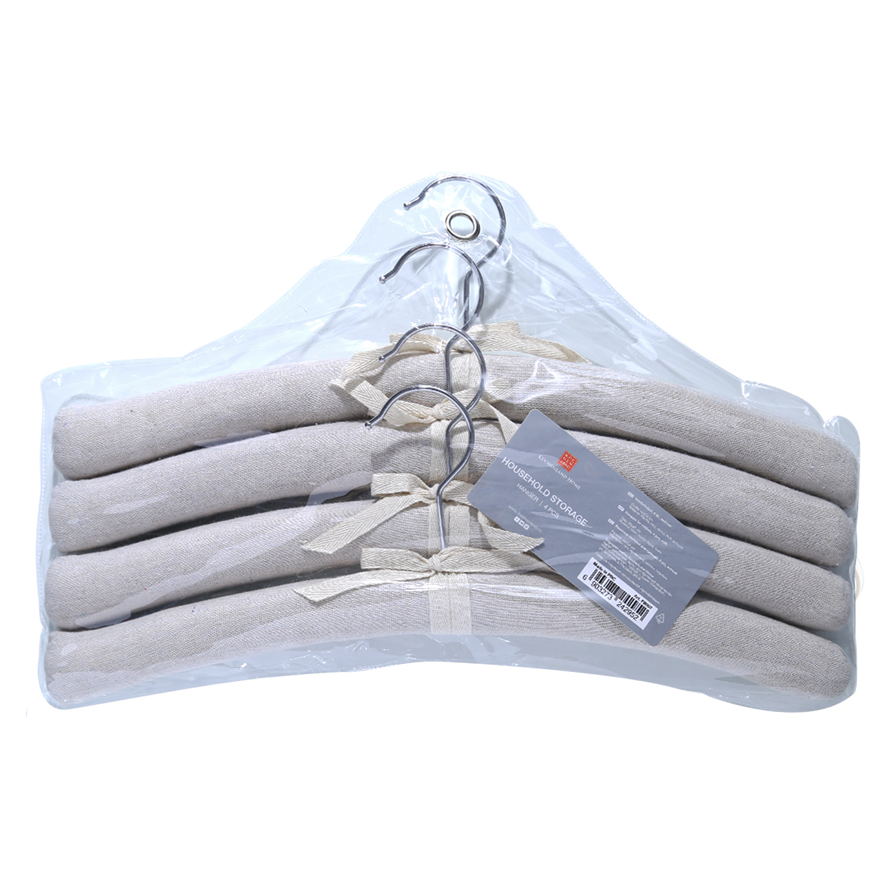 Hanger, 42 cm, 4 pieces, soft, fabric / foam rubber, beige 