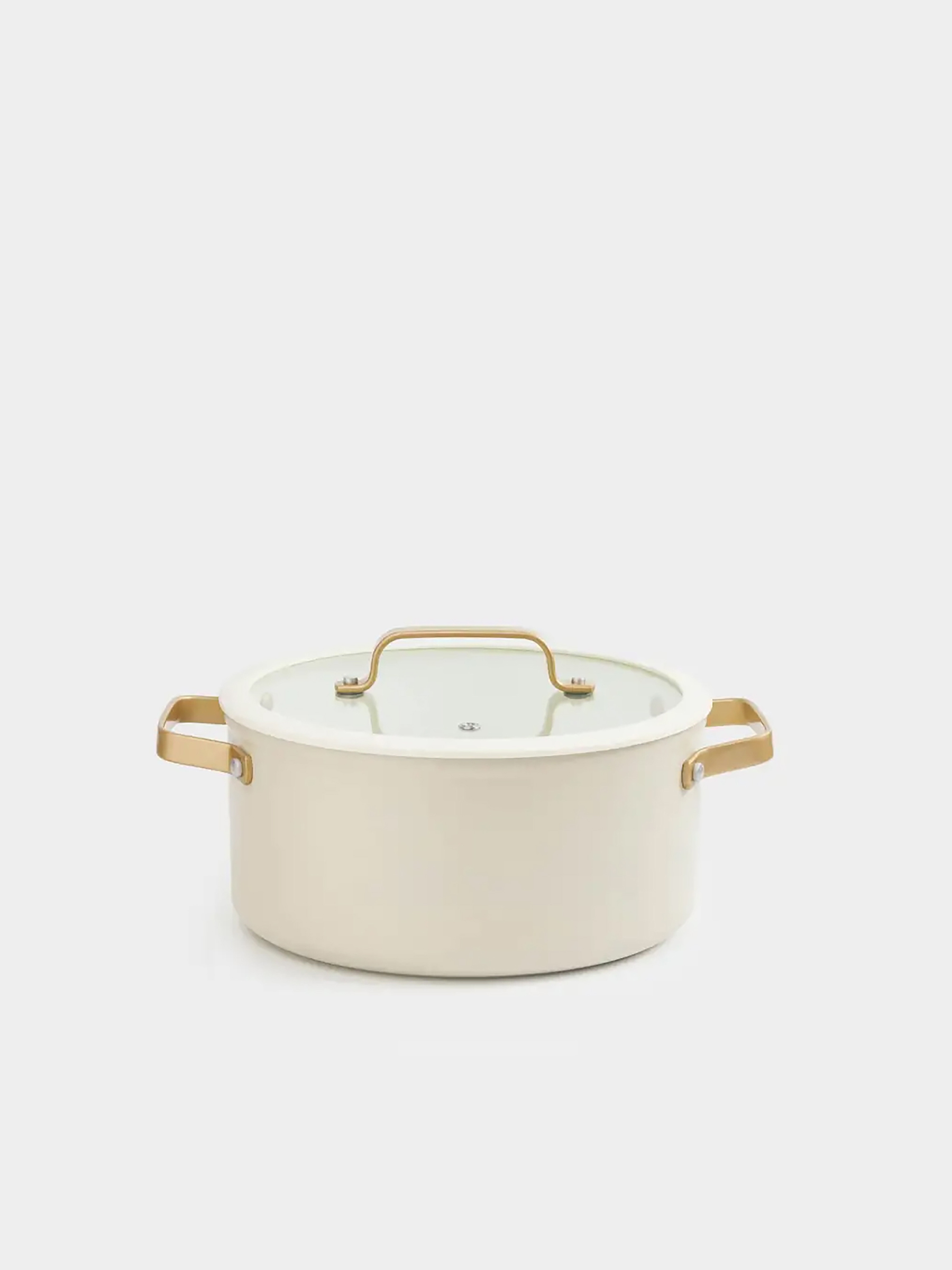 Pot, 20 cm, 2.8 l, with lid, coated, aluminum, milky, Piatto gold, image-0