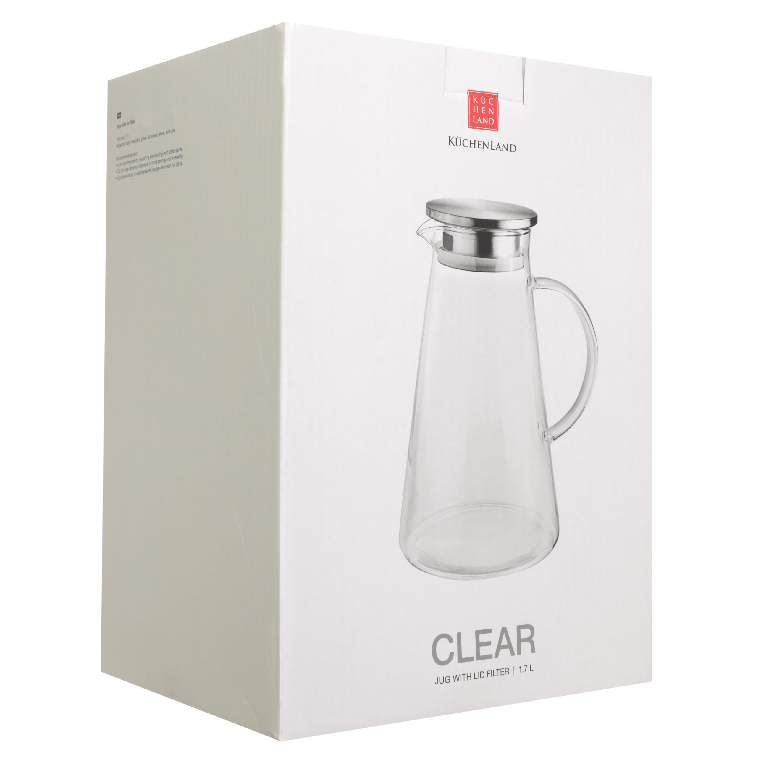 Jug, 1,7 l, with filter cover, glass B / steel, Clear, image-5