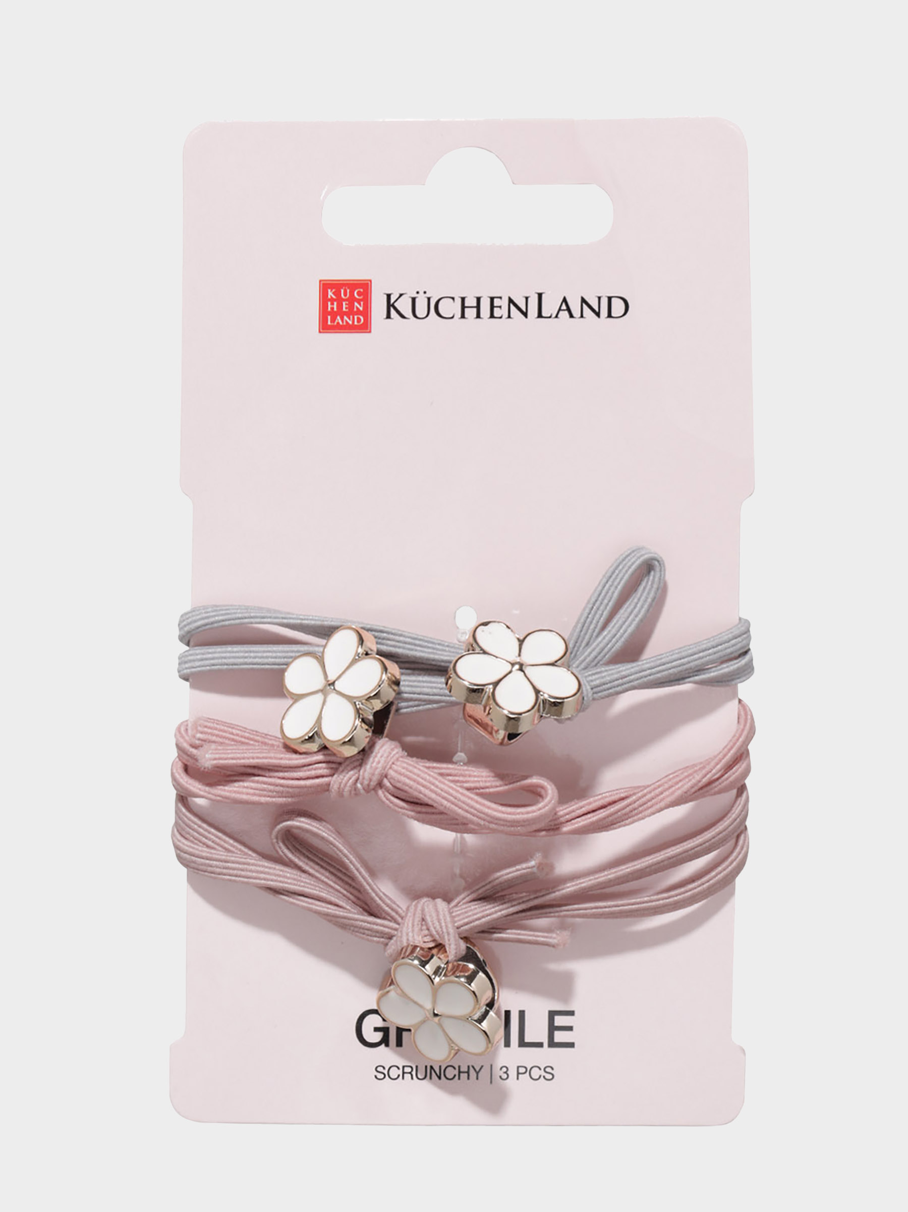 Elastic band for hair, 5 cm, 3 pcs, plastic, colored, Flower, Gracile, image-4