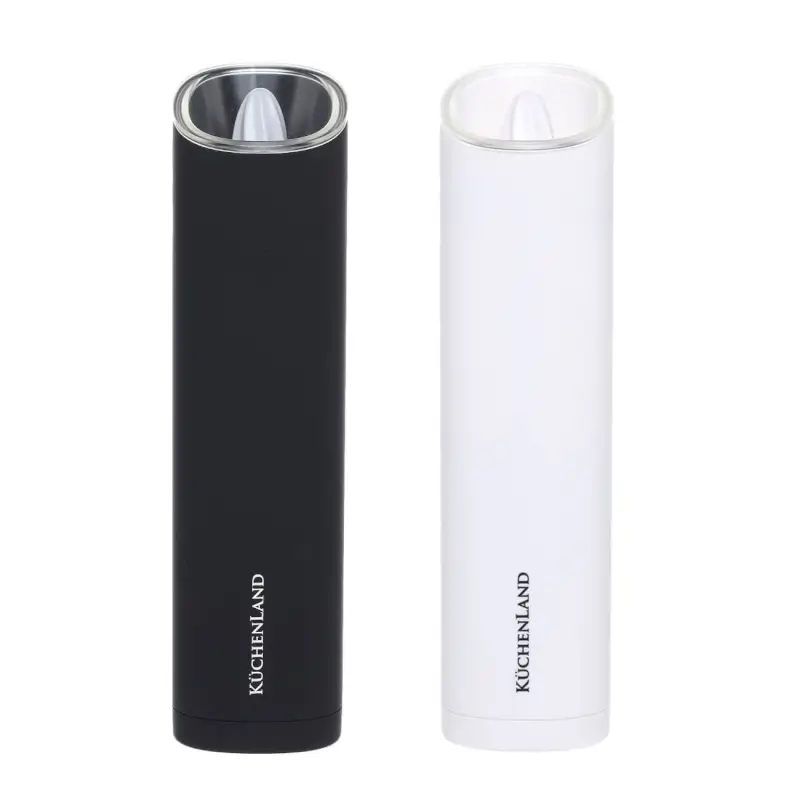 Spice mill, 20 cm, 2 pcs, Gravity, Plastic, LED W, White / Black, B&W