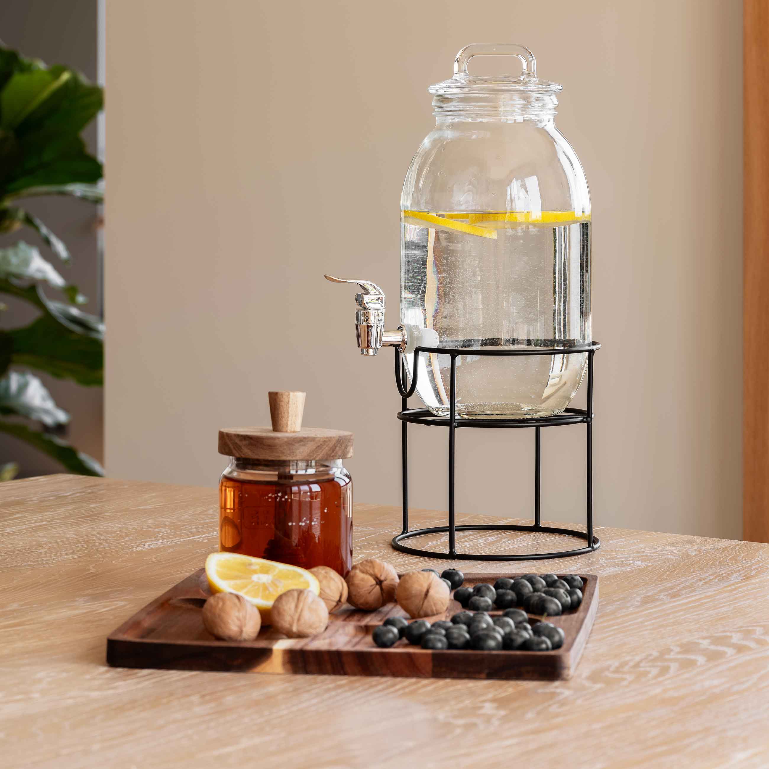 Honey jar, 400 ml, with spoon, Used glass, Noble tree