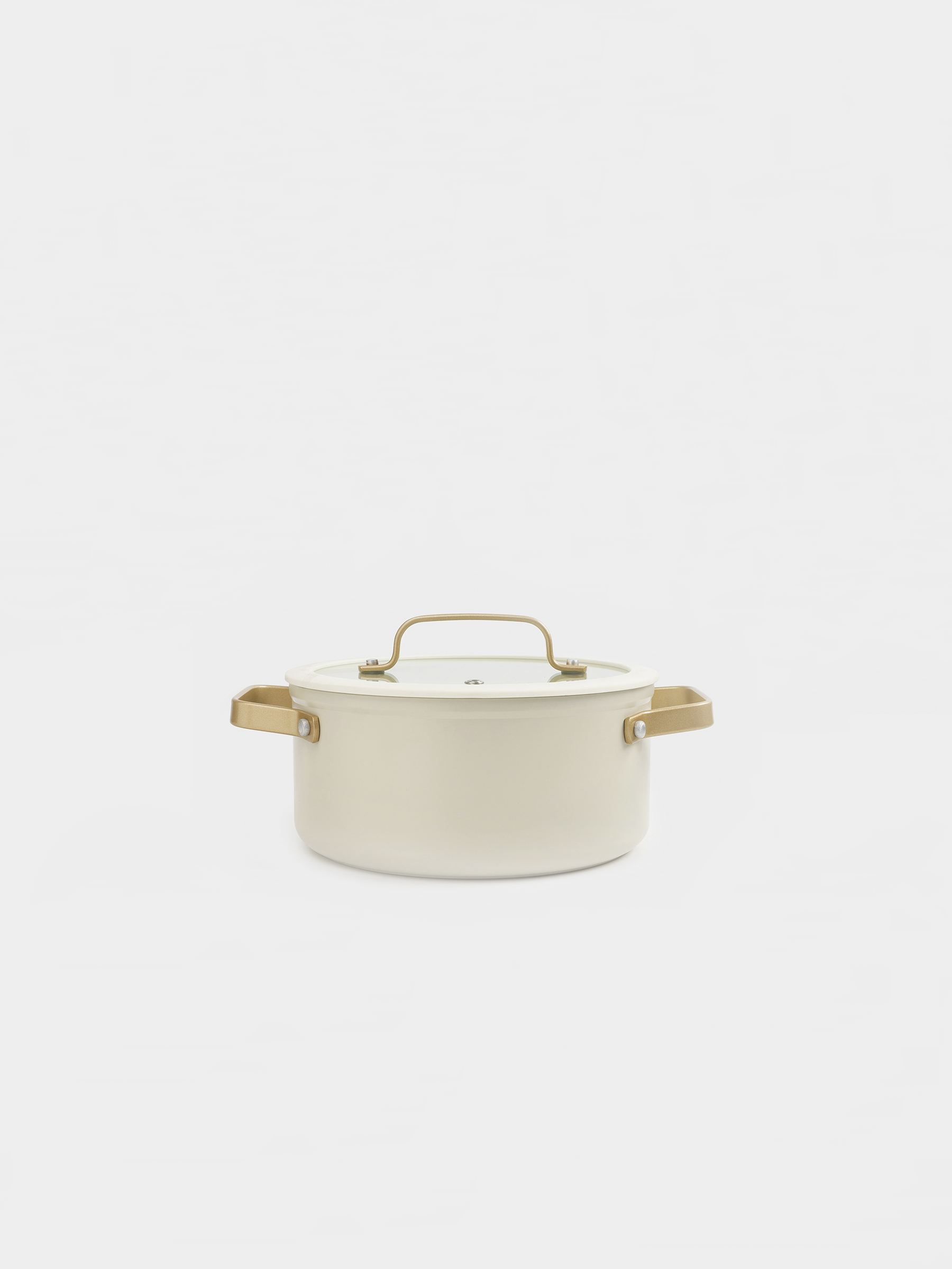 Pot, 20 cm, 2.8 l, with lid, coated, aluminum, milky, Piatto gold, image-1