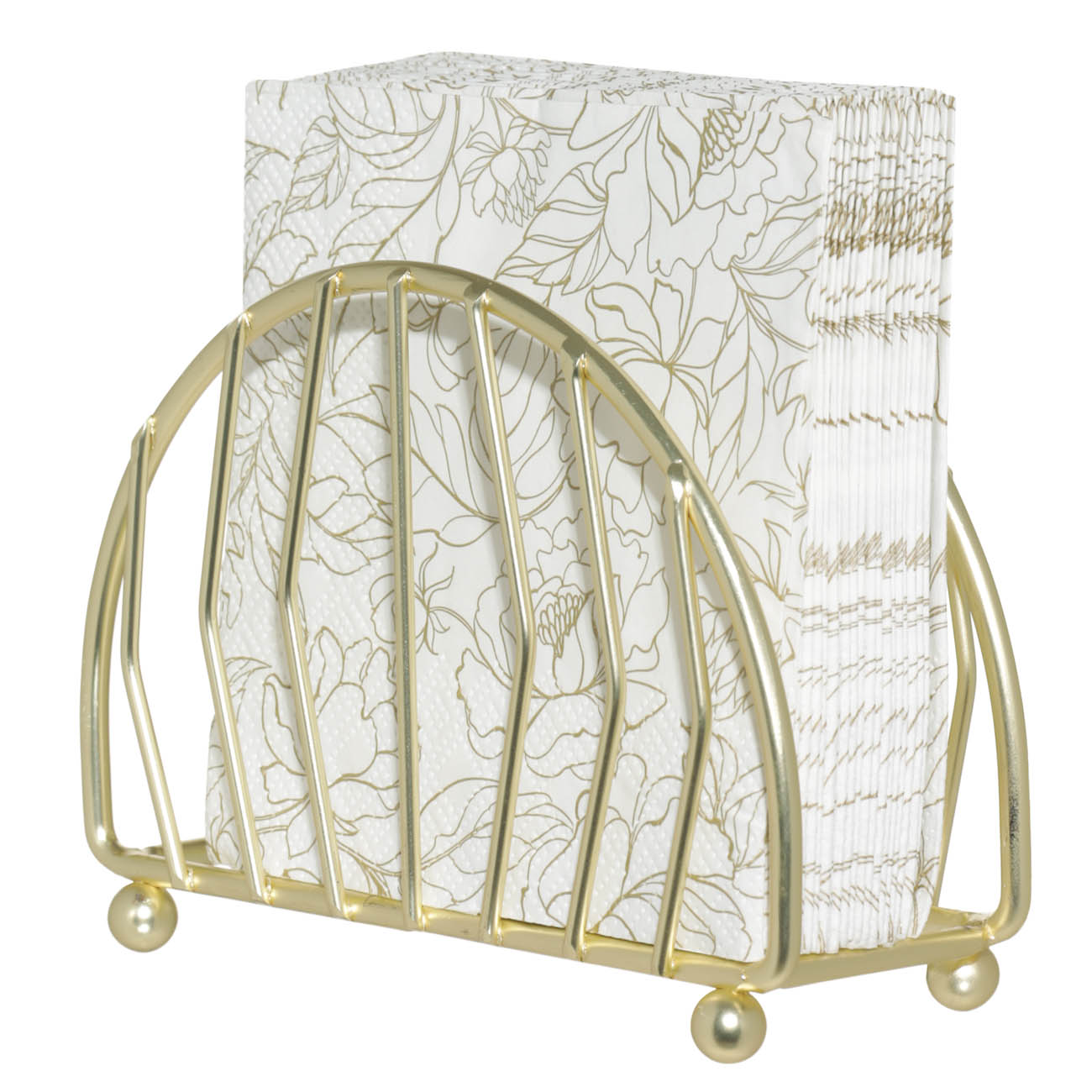 Napkin holder, 13 cm, metal, golden, semicircle, Twist gold