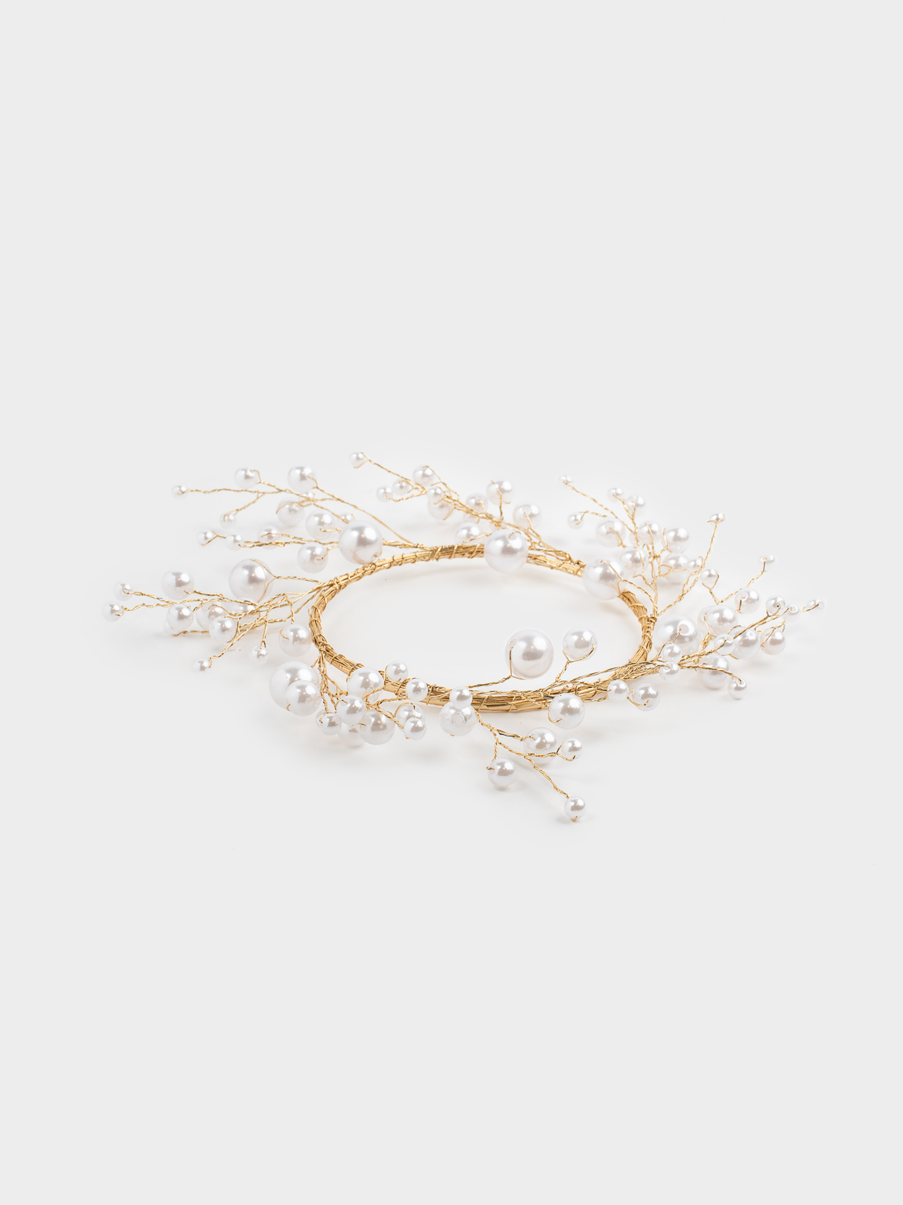 Napkin ring, 5 cm, plastic / metal, champagne, Pearls, Balls decor, image-3