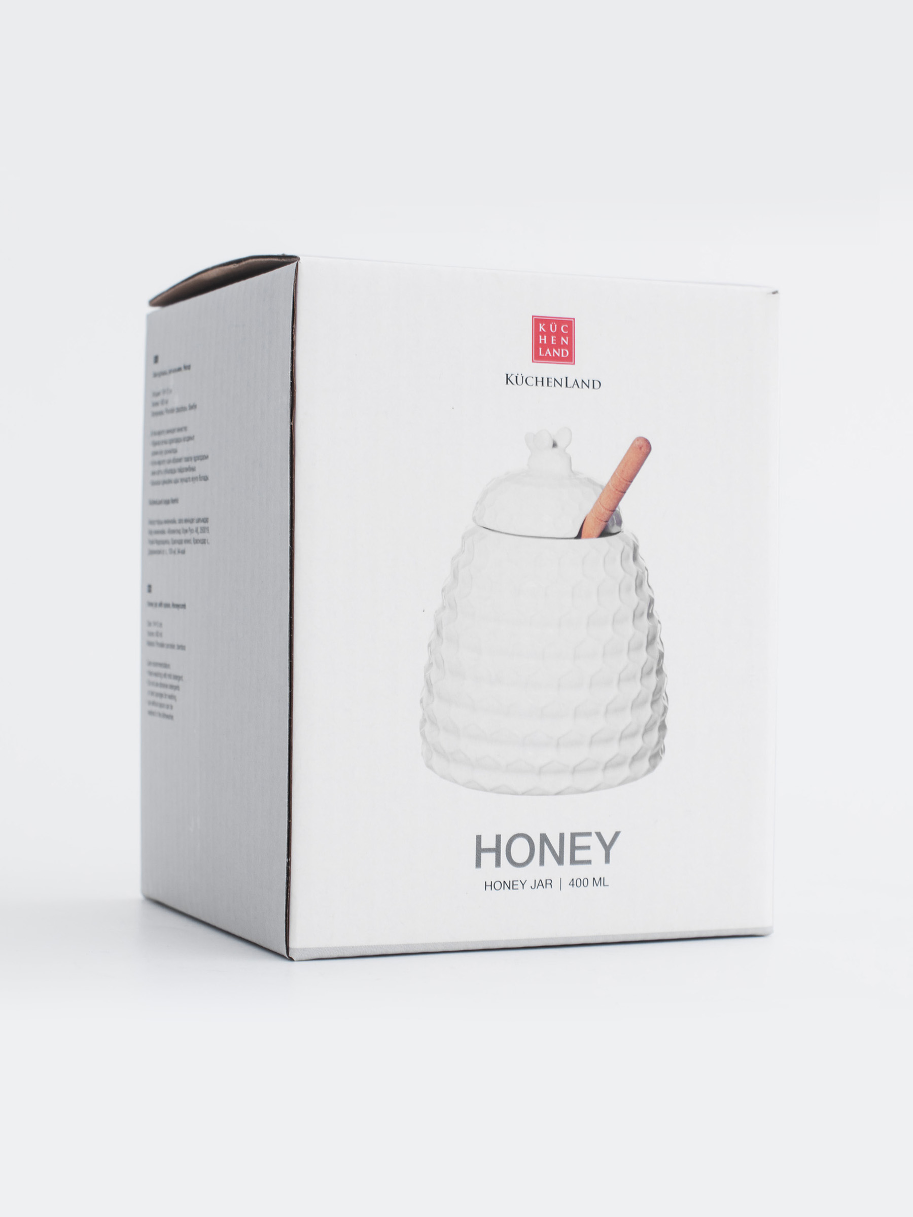 Honey jar, 400 ml, with spoon, porcelain P / Bamboo, Honeycomb, Honey , image-5