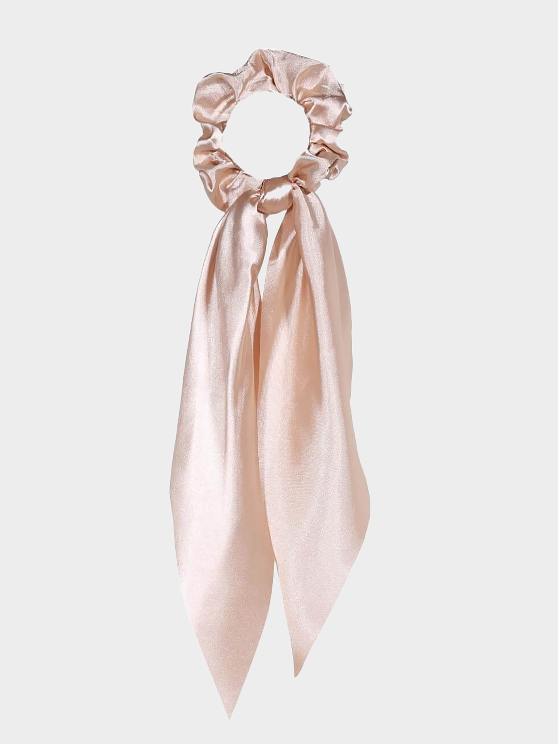 Elastic band for hair, 25 cm, with ribbon, satin, beige, Silk, image-0