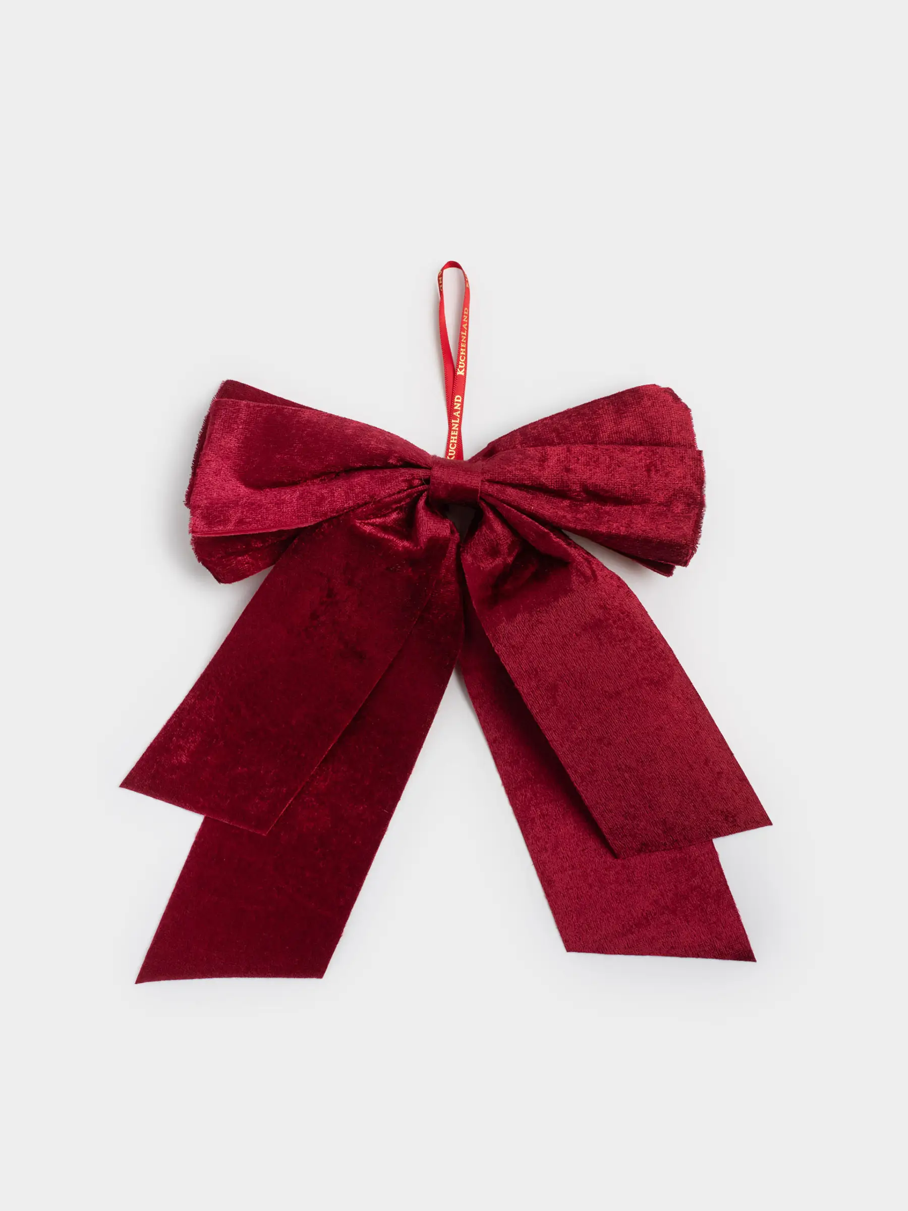 Decorative ornament, 27 cm, polyester, red, Bow, Bow velvet, image-0